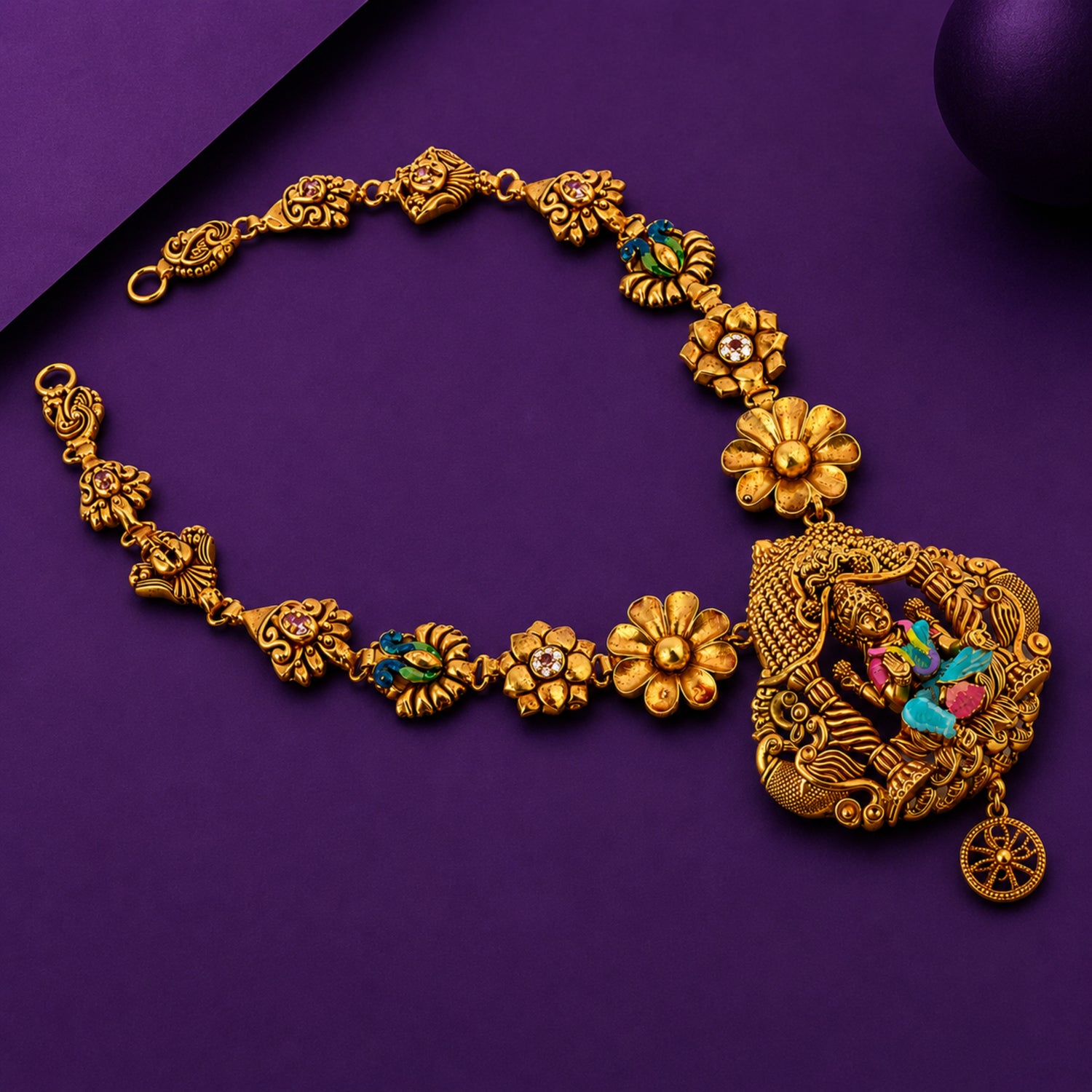 The Kalyani Radha Krishna Nakshi 925 Silver Gold-Plated Necklace