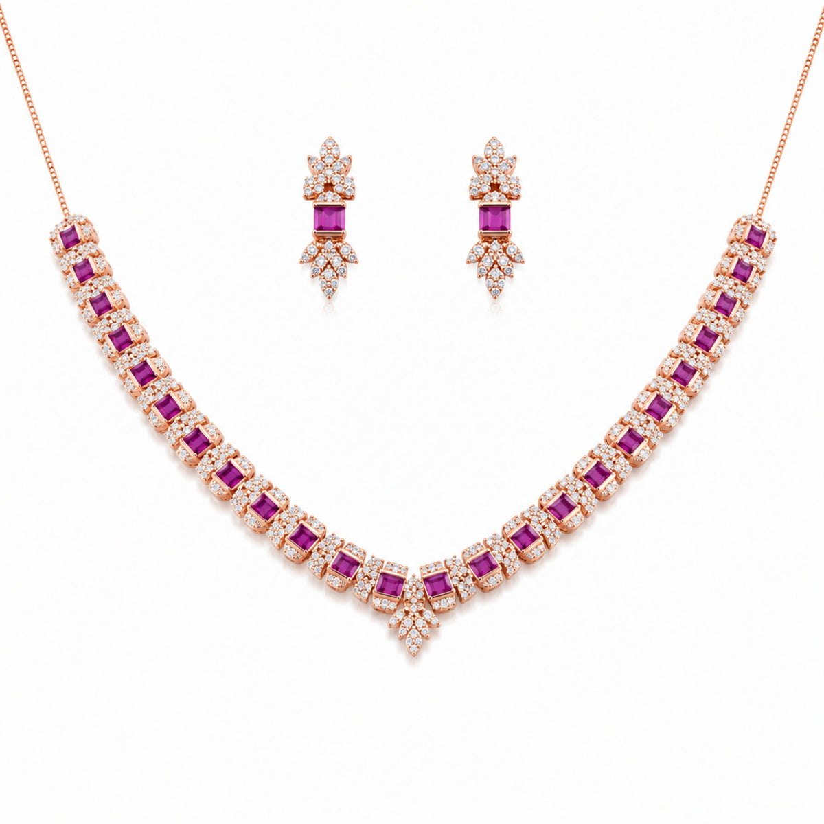 Empress Crimson Chevron V-Necklace