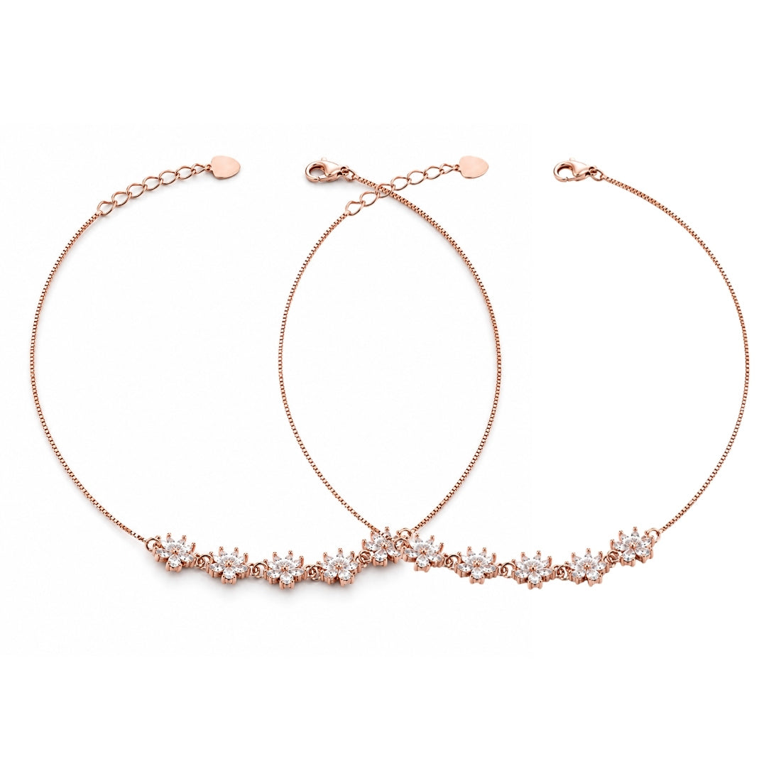 Rose Horizon Lotus 925 Silver Anklet Pair