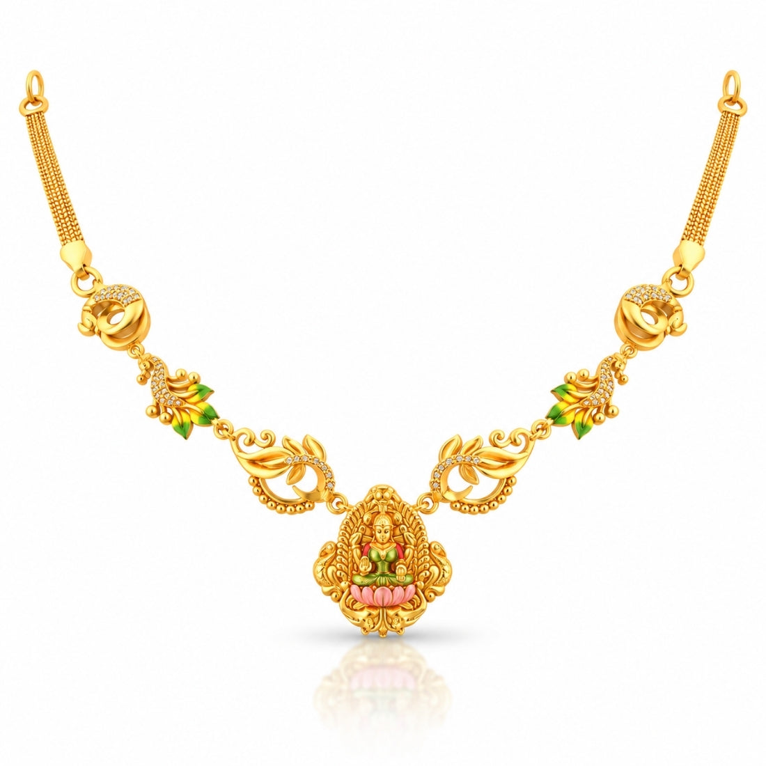 The Padma Lakshmi & Mayura Enamel Temple 925 Silver Necklace