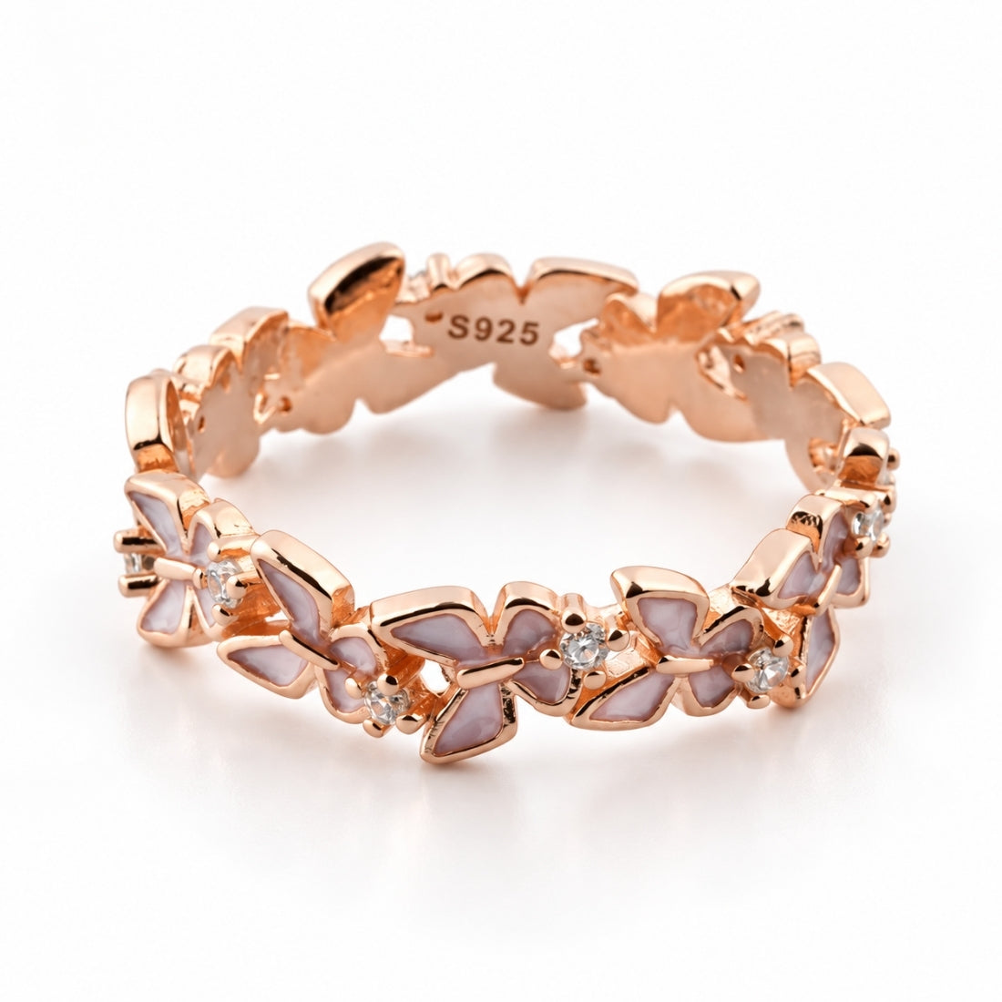 Blossom Butterfly Crystal 925 Silver Ring