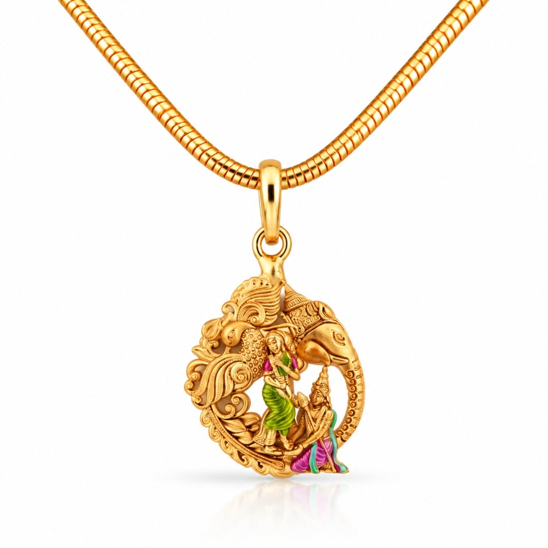 The Vinayaka Mayura 925 Silver Gold Plated Medallion Pendant