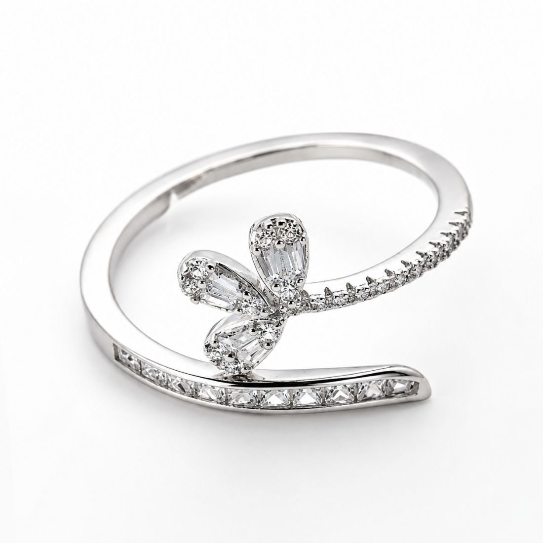 Jasmine Petal Open Silhouette Crossover Ring