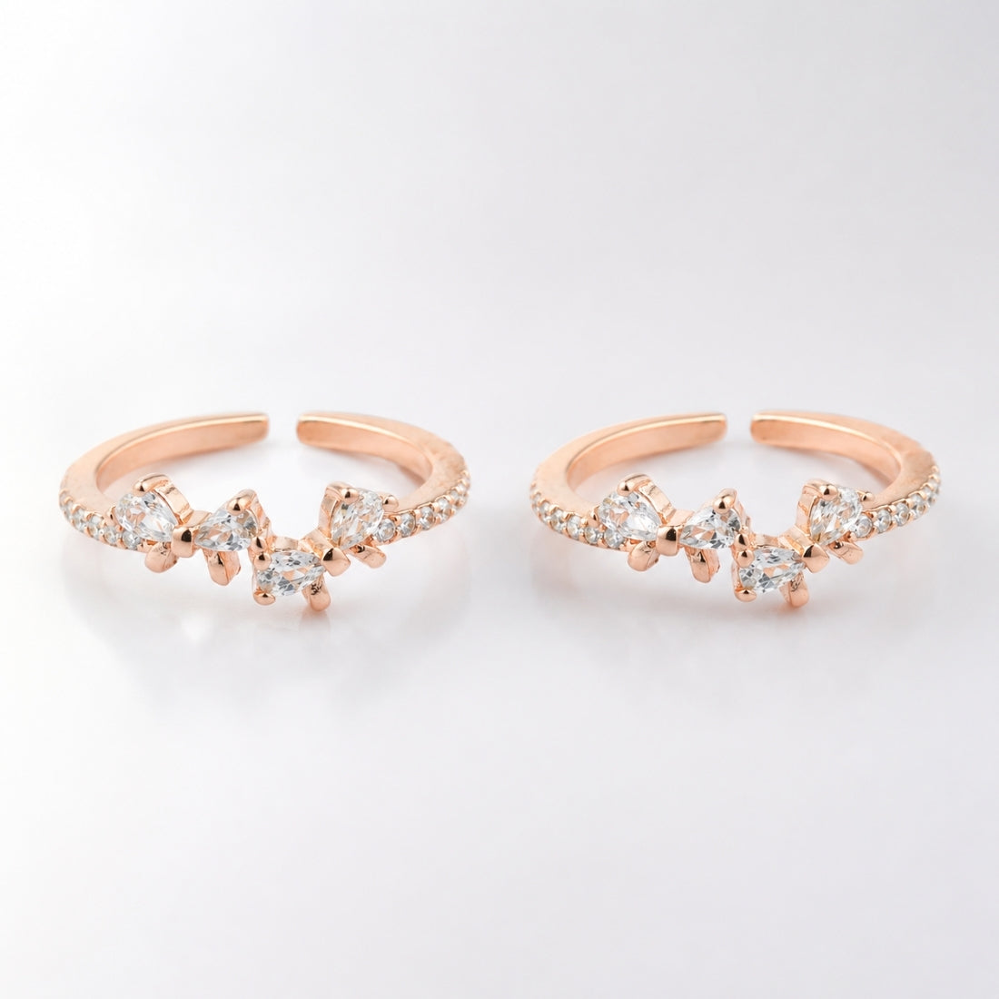 Rose Gold Plated Jagged Crown Crystal Bichiya Set