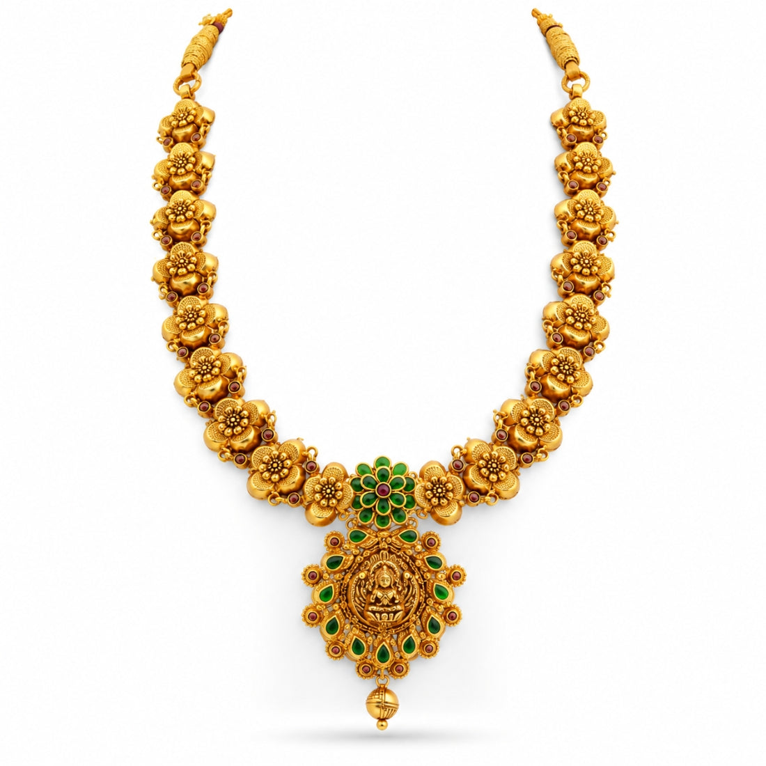 The Temple Lakshmi Floral Rosette 925 Silver Necklace