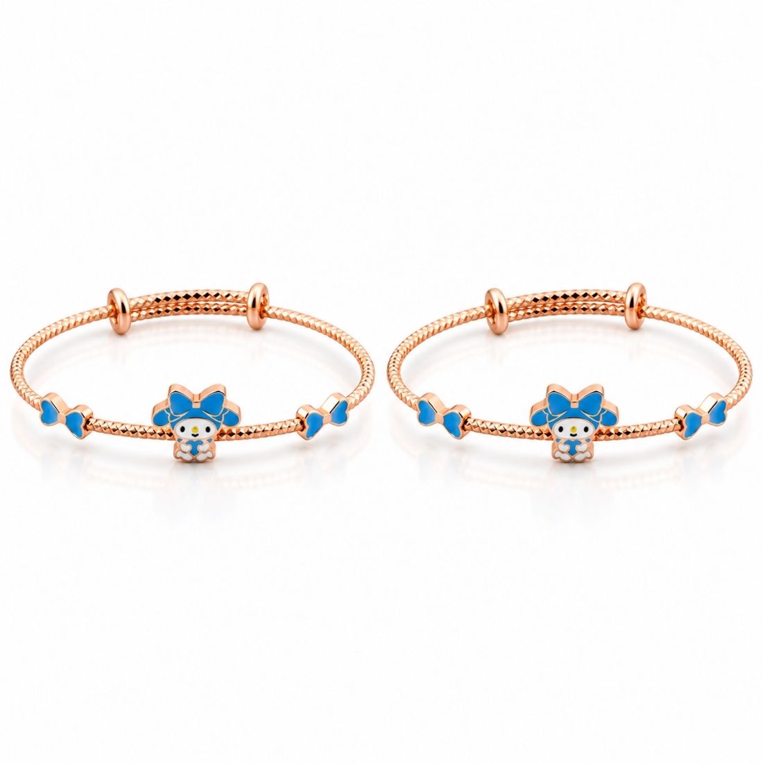 Cinnamoroll Pastel Bows 925 Sterling Silver Adjustable Kids Kadas (Rose Gold Finish)
