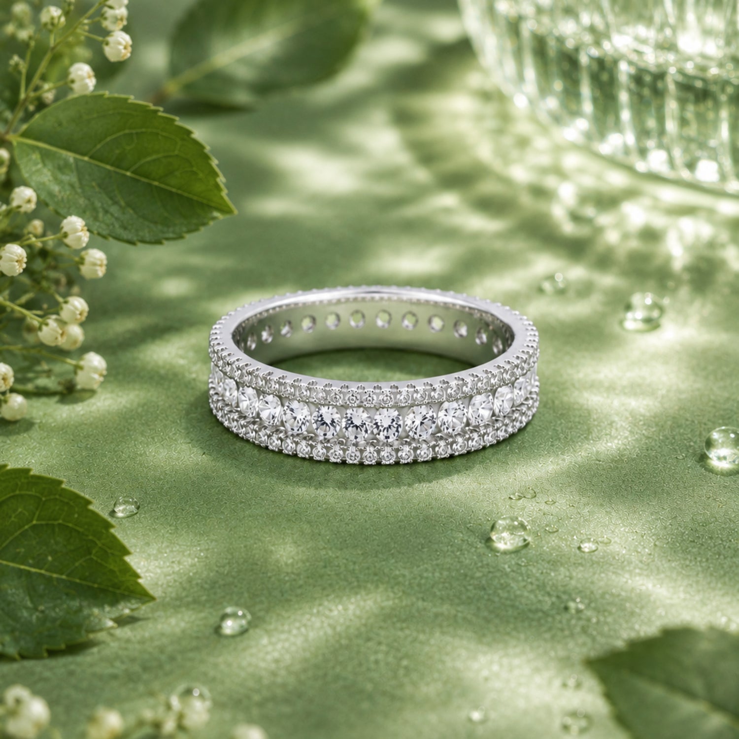Majestic Triple-Row Eternity 925 Sterling Silver Ring