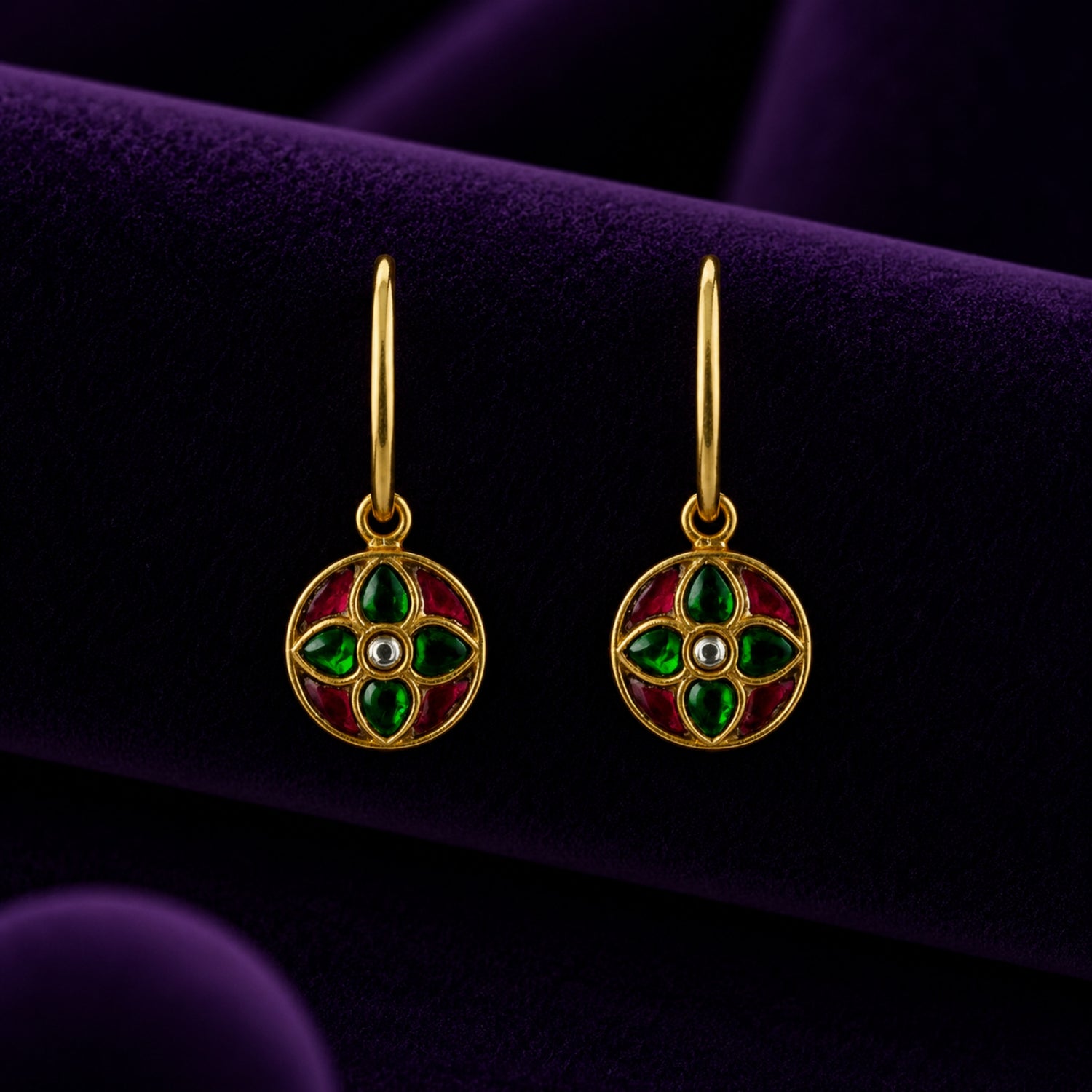 The Mira Enamel Gold-Plated 925 Silver Hoop Drops Earring
