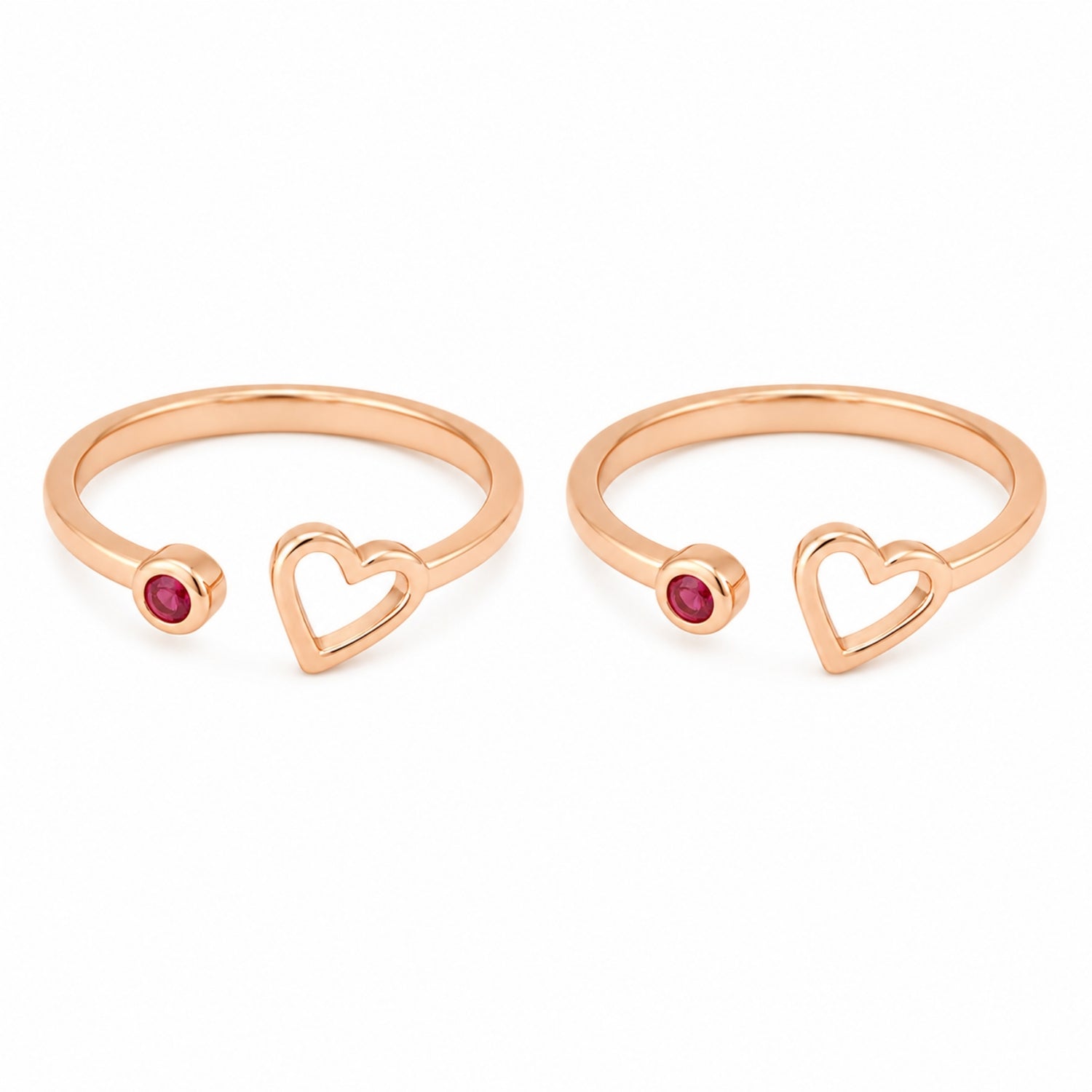 Rose Gold Amour Open Heart Bypass Toe Rings