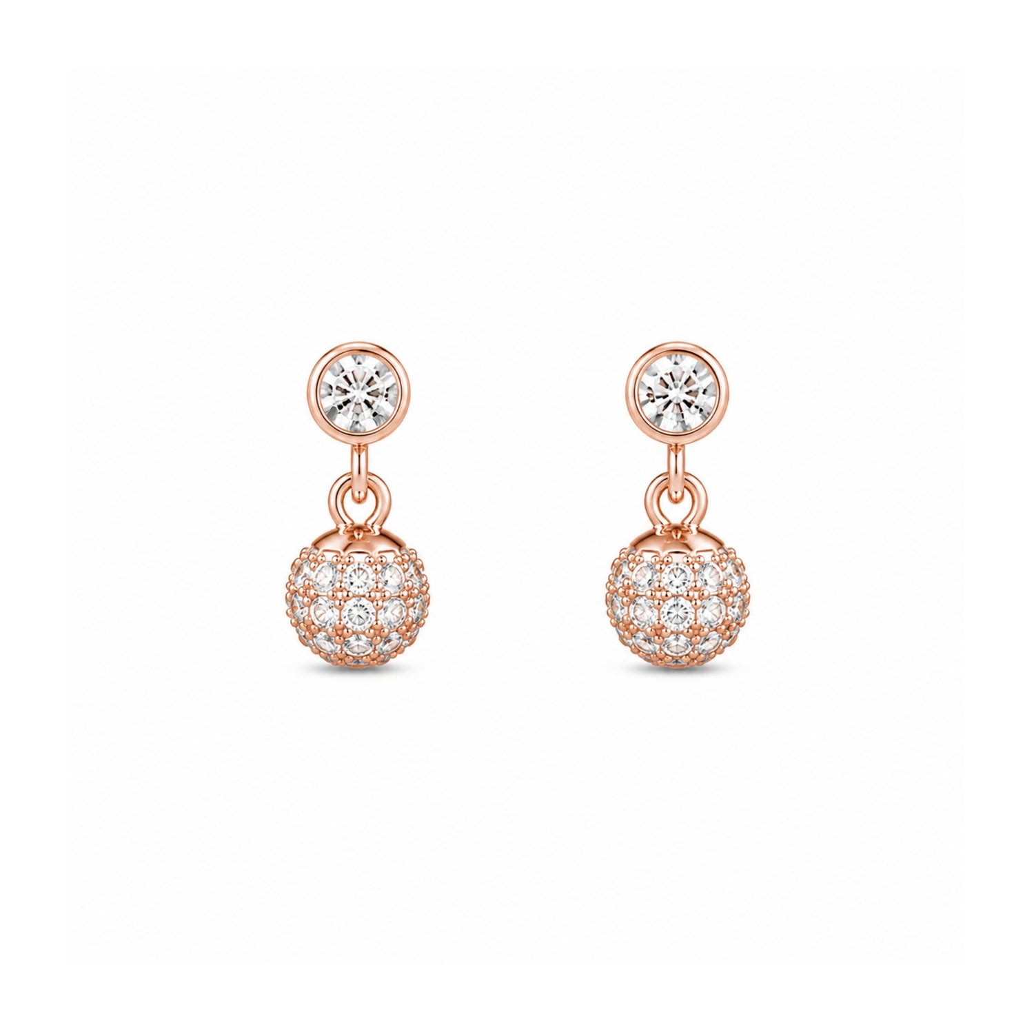 Pavé Shimmer Orb 925 Pure Sterling Silver Drop Earrings