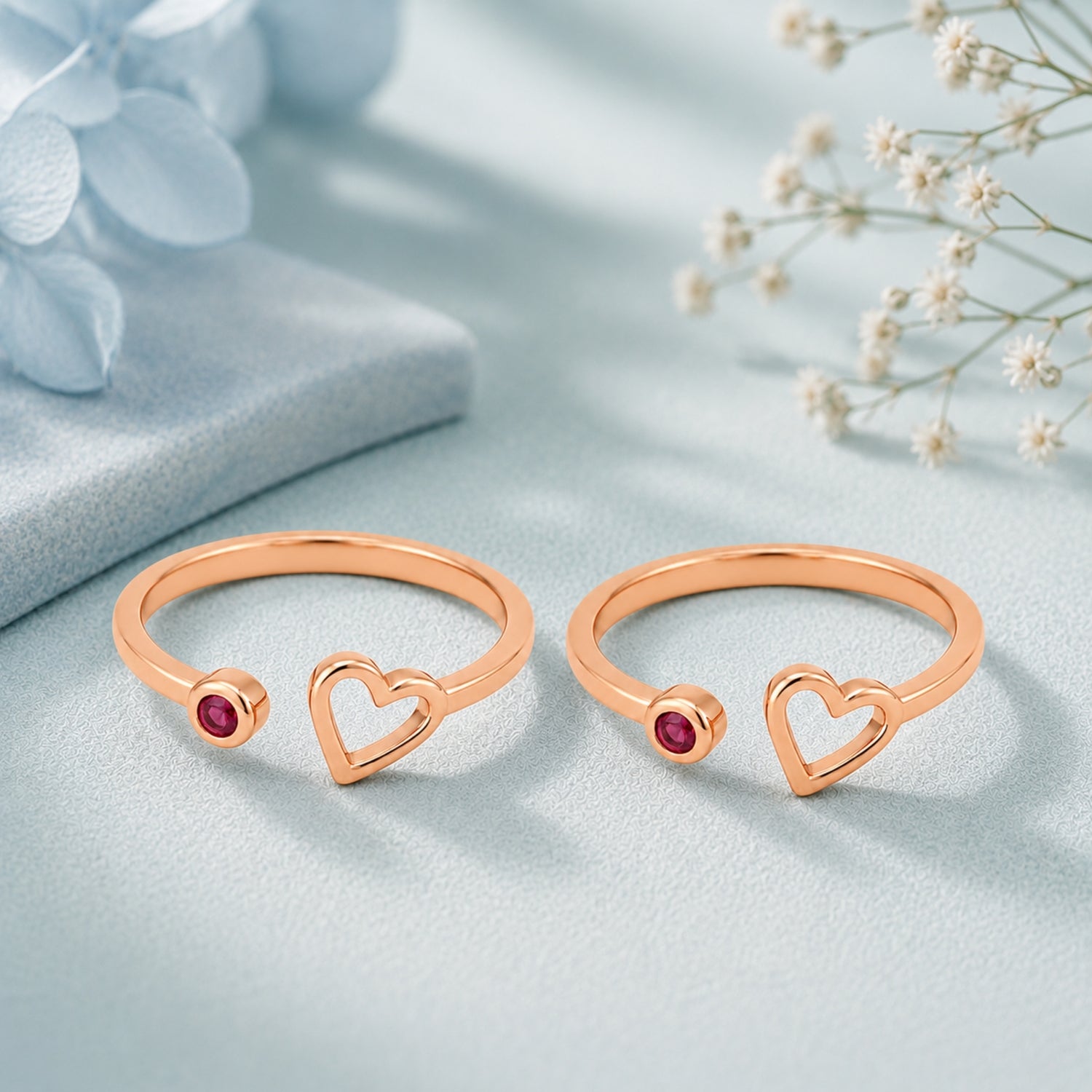 Rose Gold Amour Open Heart Bypass Toe Rings