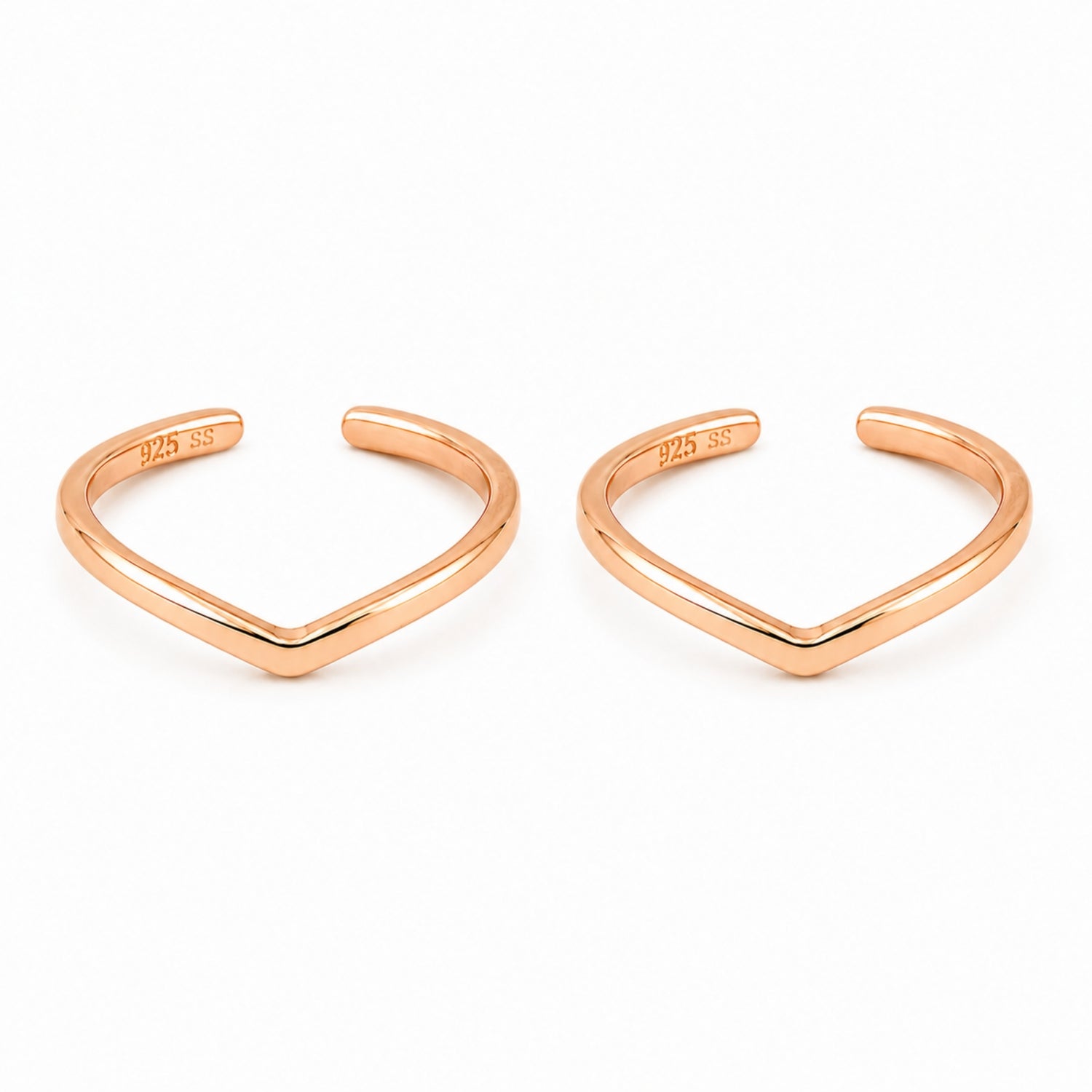 925 Silver Rose Gold Siren Chevron Adjustable Toe Rings