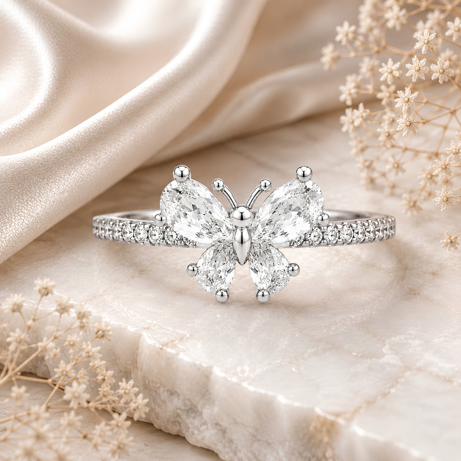 Papillon 925 Crystal Statement Ring