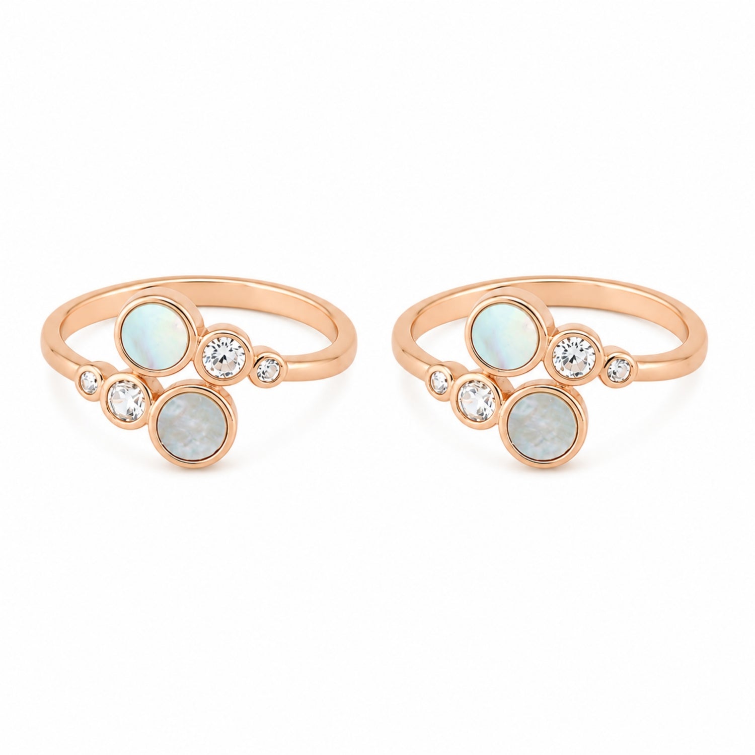 925 Silver Rose Gold Mother of Pearl Nebula Bypass Toe Rings