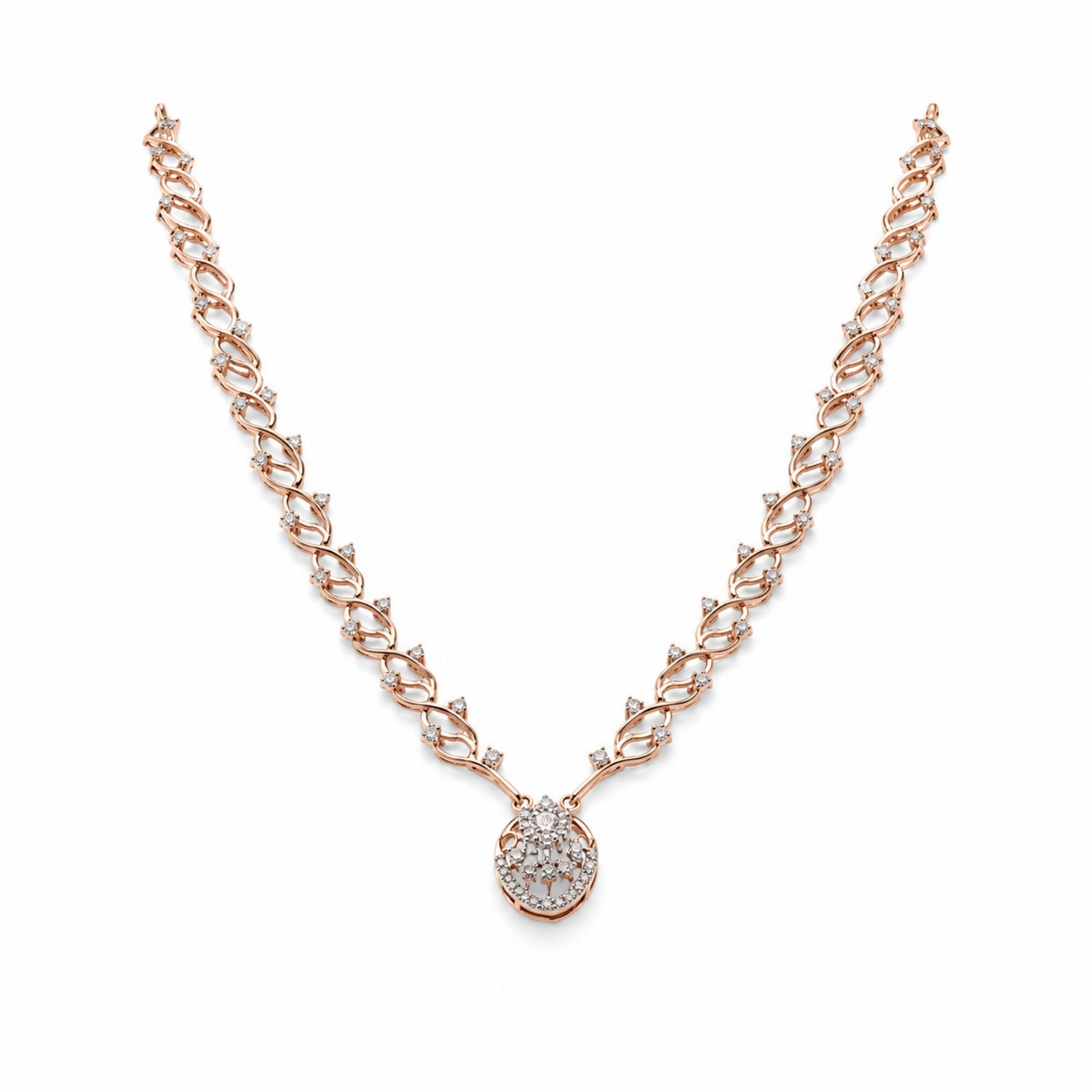 The "Ruby Blossom" Diamond-Finish 925 Silver Drop Necklace