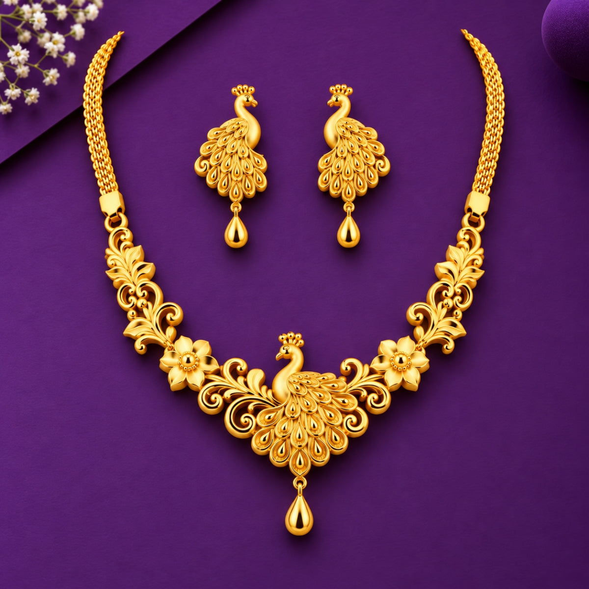 Majestic Plumage Mayura Heritage 925 Silver Necklace Set
