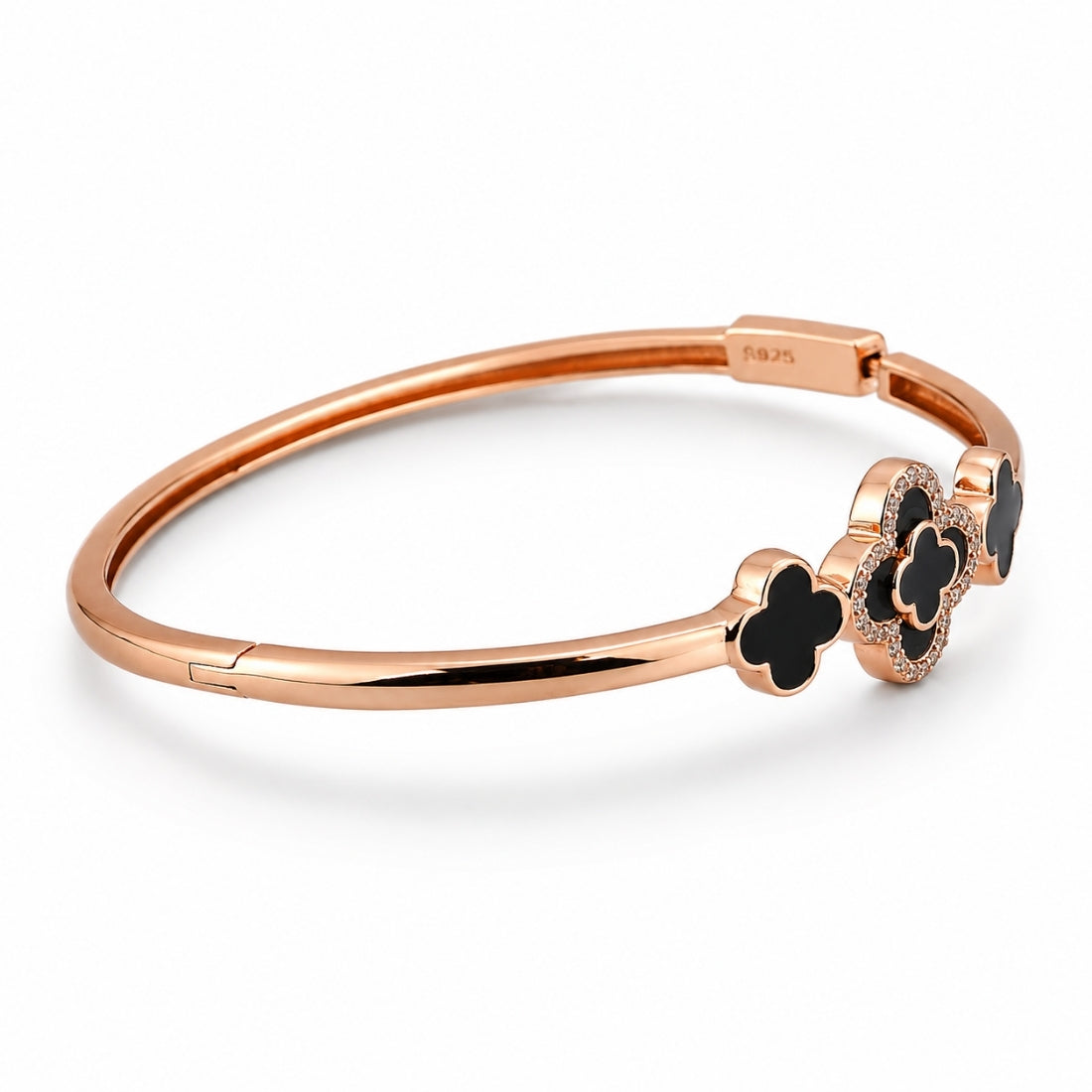 Midnight Clover Rose Gold Pavé Kada