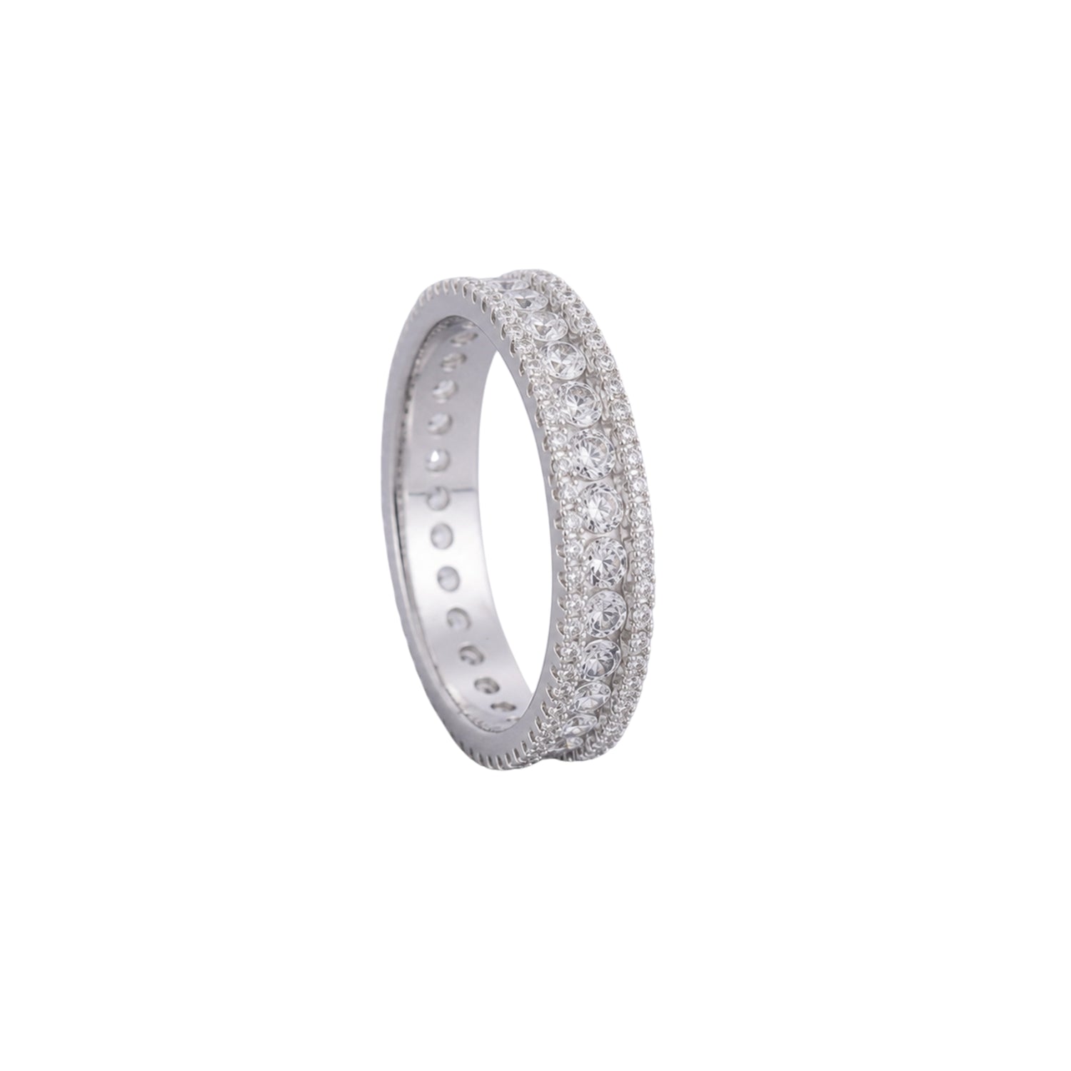 Majestic Triple-Row Eternity 925 Sterling Silver Ring