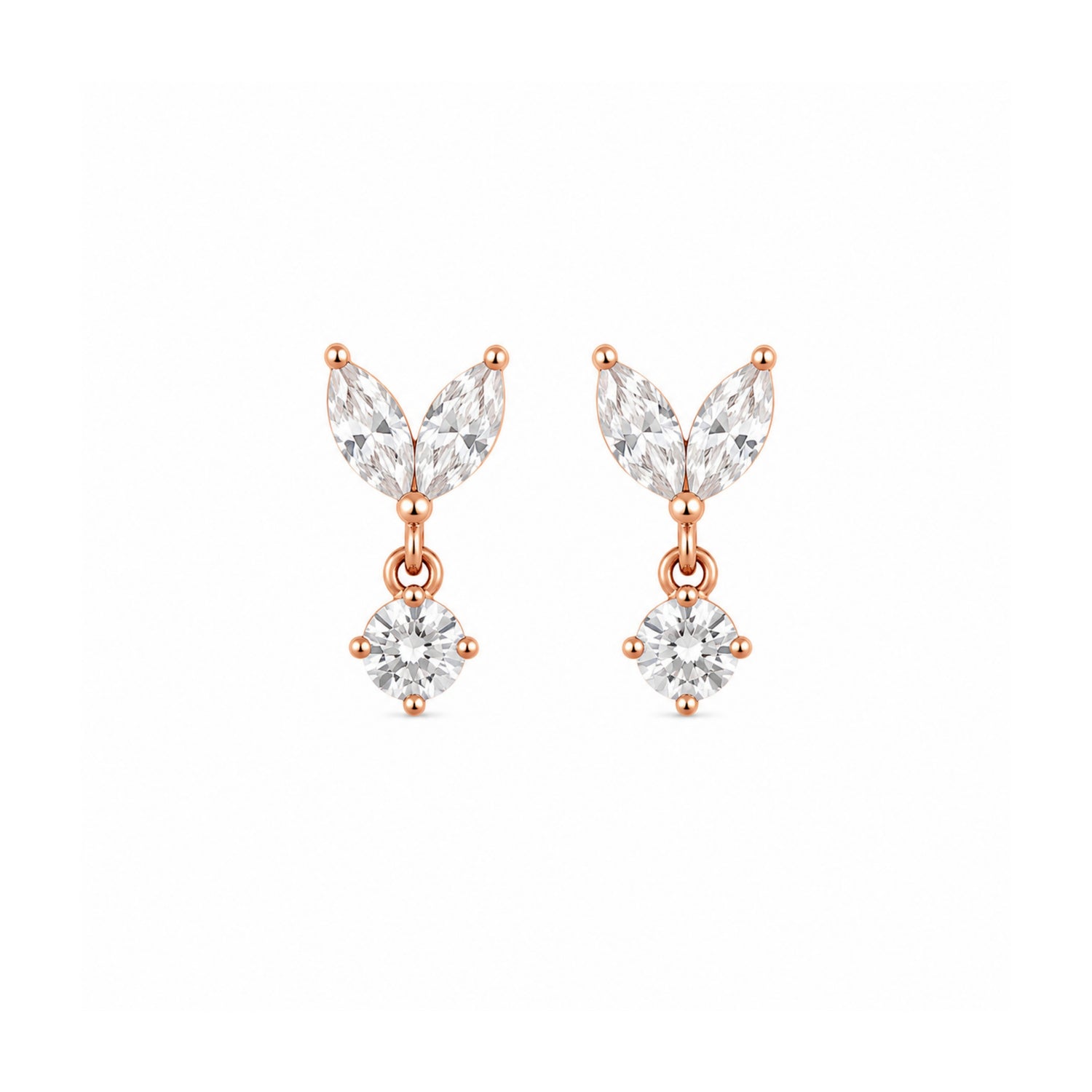 Marquise Leaf Solitaire 925 Pure Sterling Silver Drop Earrings