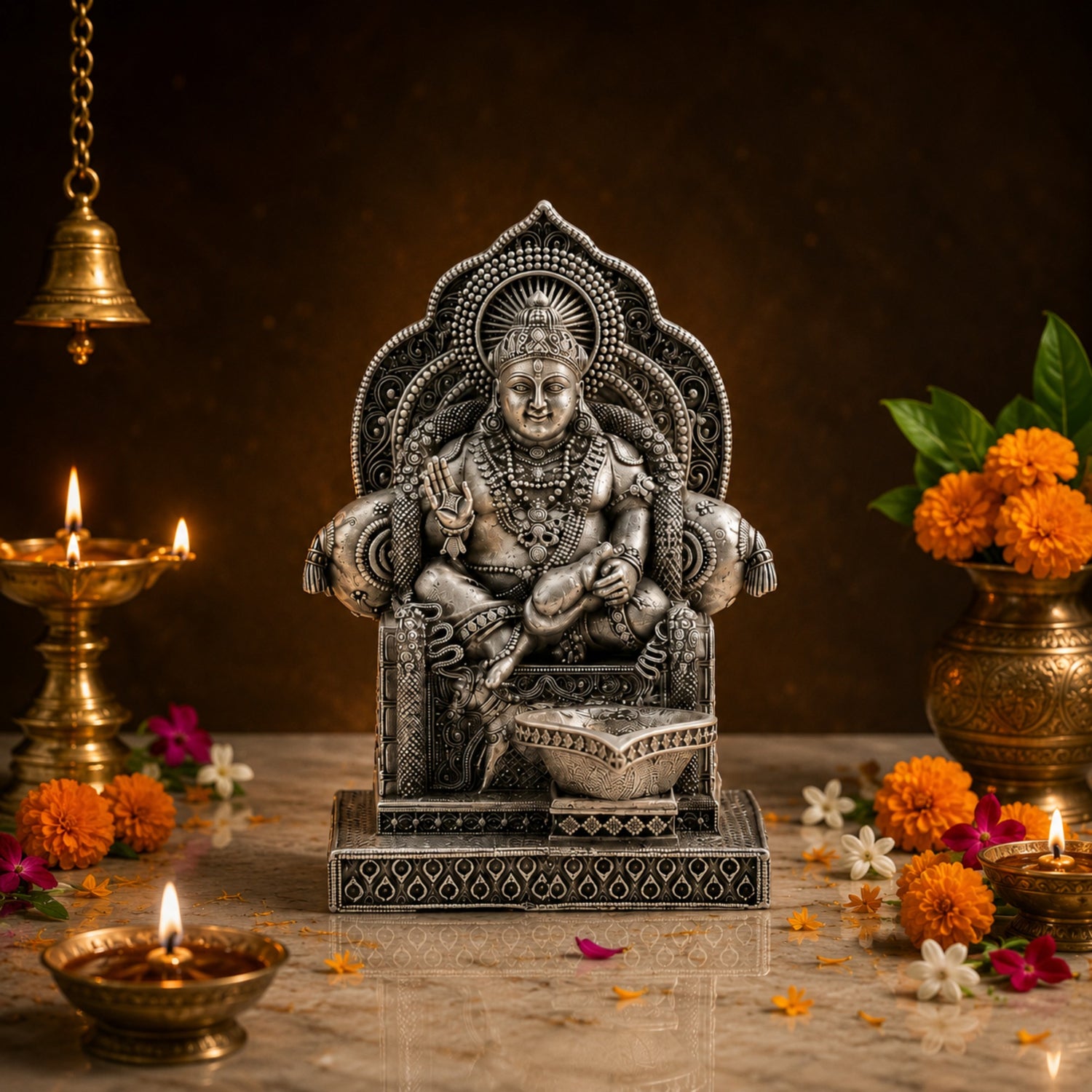 Premium 925 Pure Silver Lord Kubera Idol.