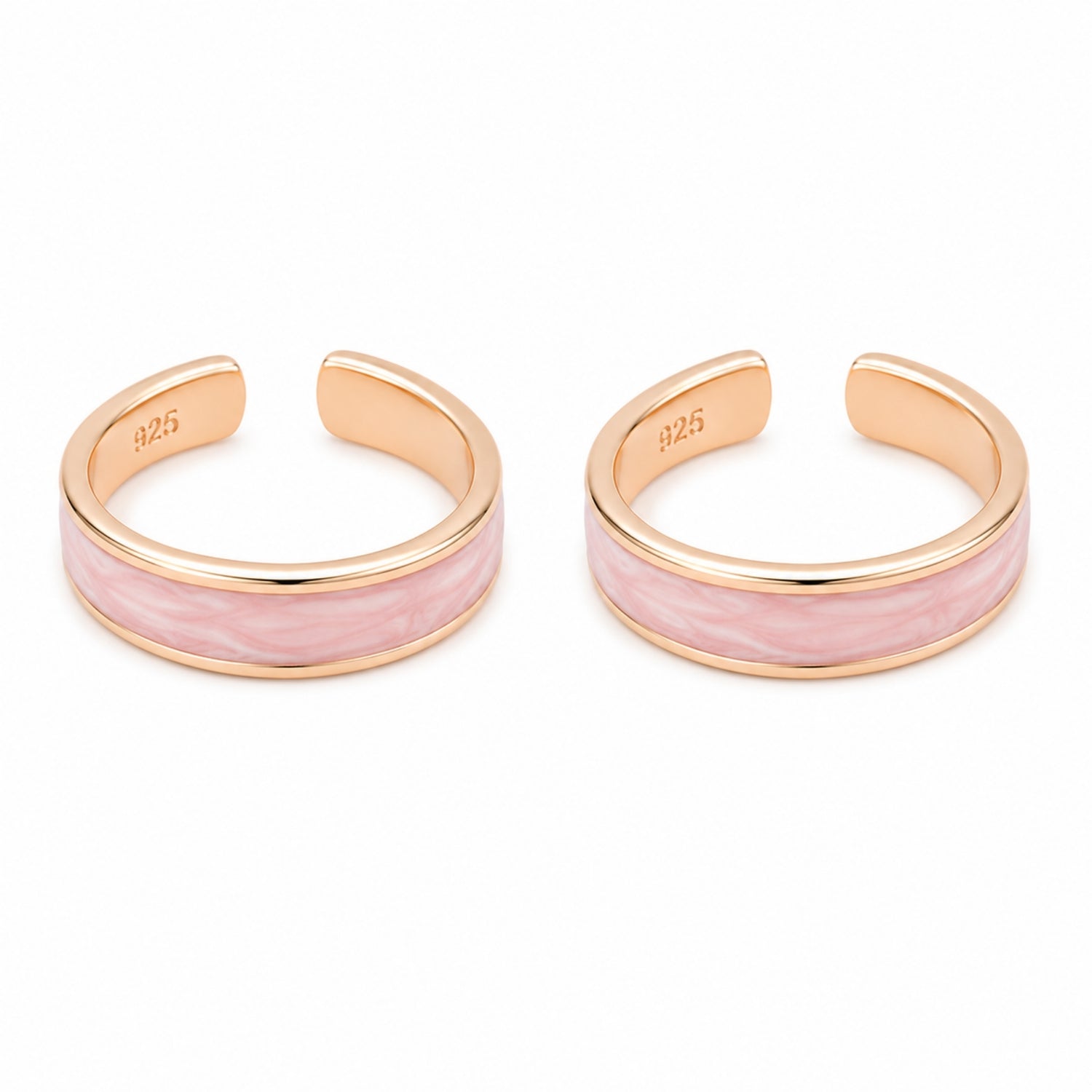 925 Silver Rose Gold Blush Marble Minimalist Toe Rings