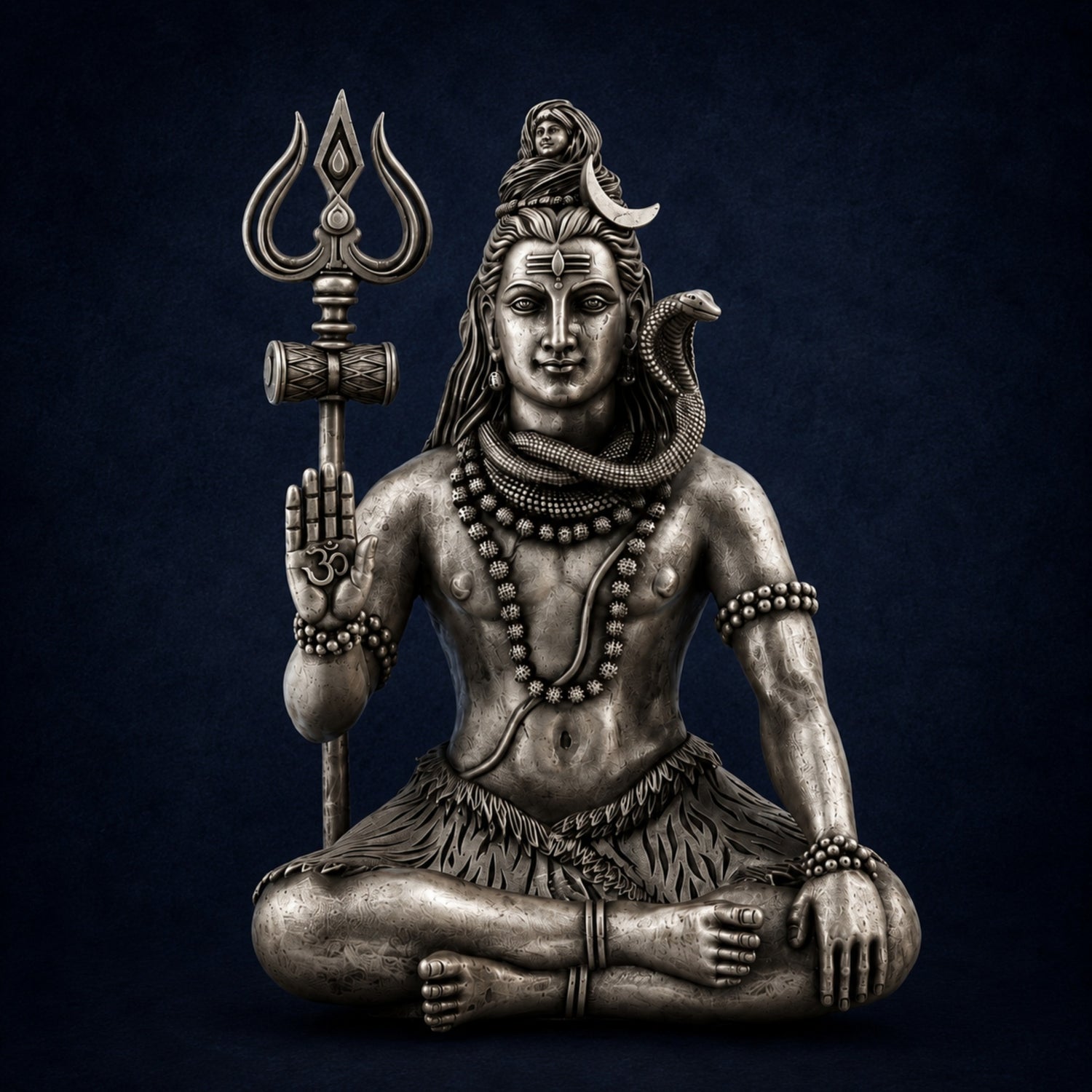Premium 925 Pure Silver Blessing Lord Shiva Idol.