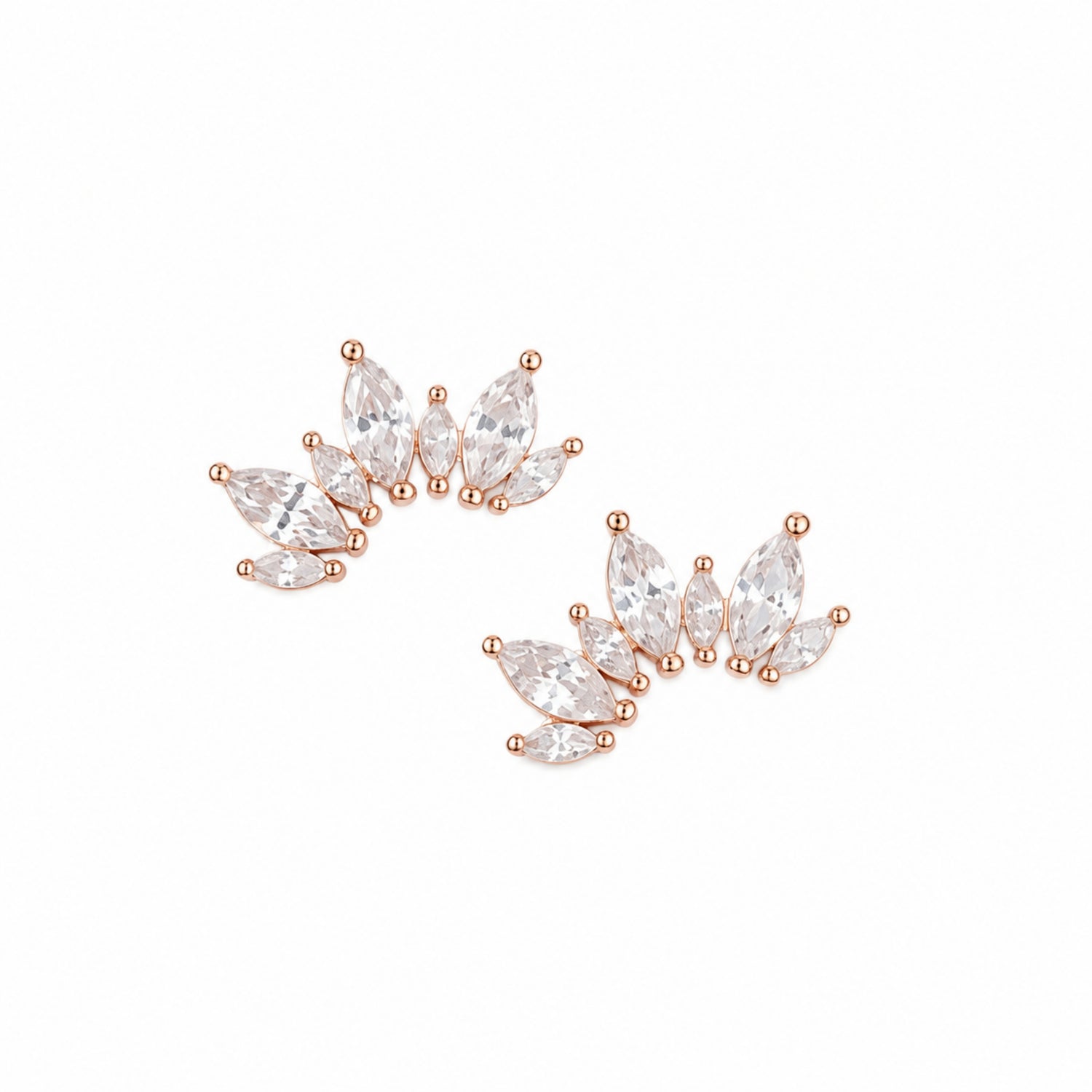 Marquise Crown 925 Pure Sterling Silver Ear Climbers