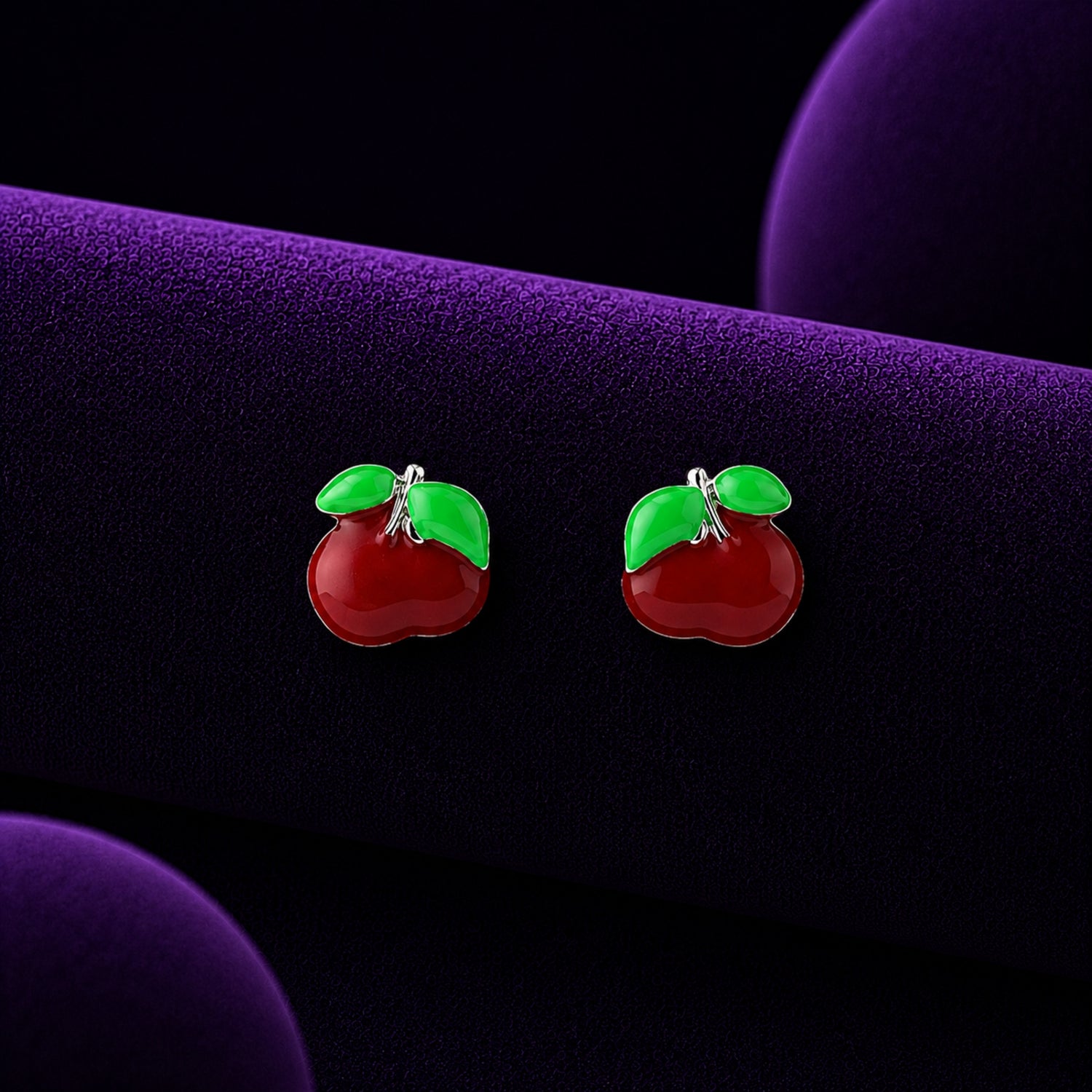 Sweet Red Apple 925 Silver Kids Studs