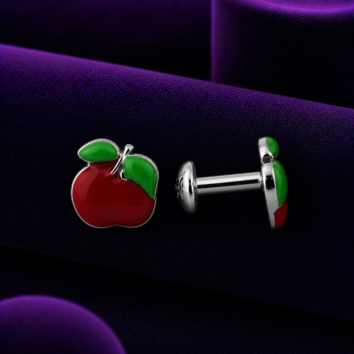 Sweet Red Apple 925 Silver Kids Studs