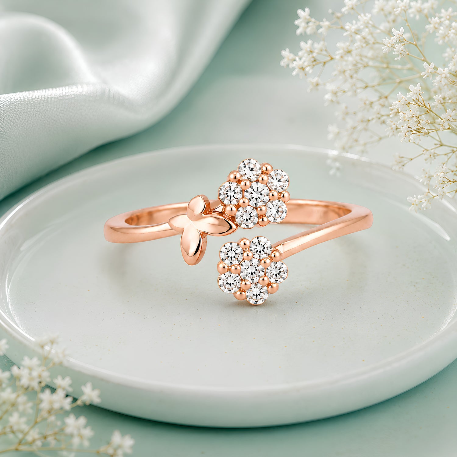 Fleur & Mariposa 925 Silver Open Bypass Ring