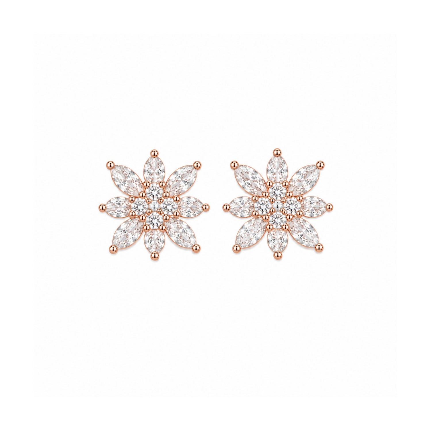 Marquise Snowflake Burst 925 Pure Sterling Silver Stud