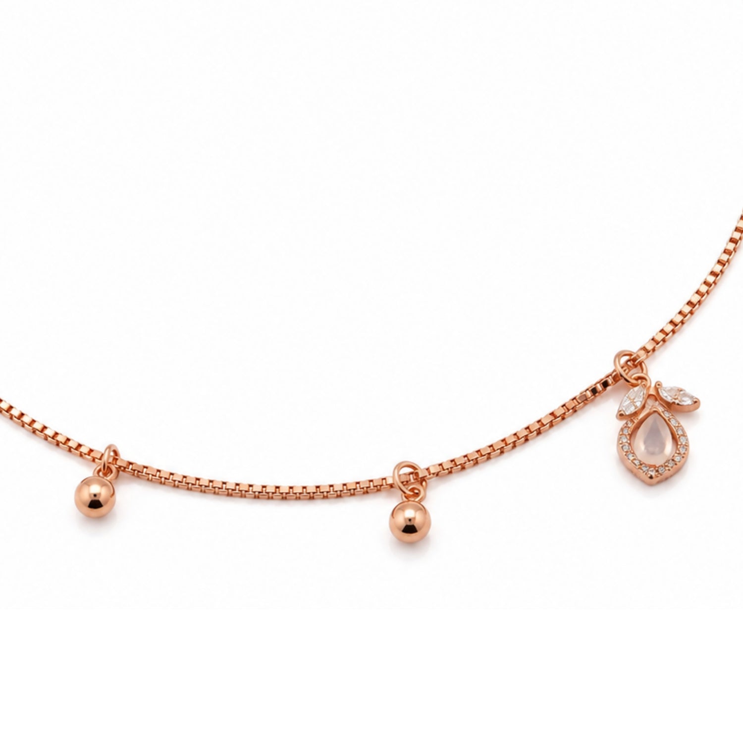 Shimmering Leaf & Bell 925 Silver Anklet