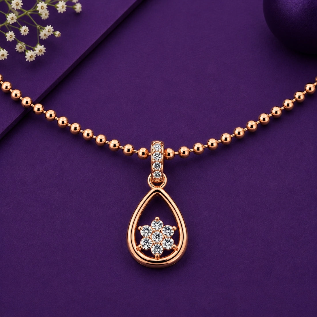 The Celestial Dual Star 925 Silver Rose Gold Pendant