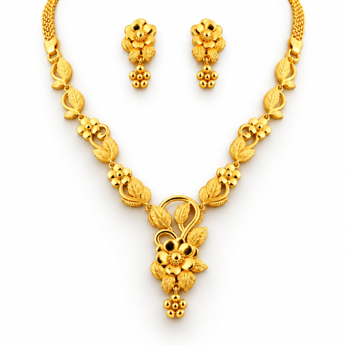 Ornate Blossom & Vine Heritage 925 Silver Necklace Set