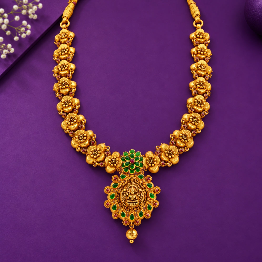 The Temple Lakshmi Floral Rosette 925 Silver Necklace