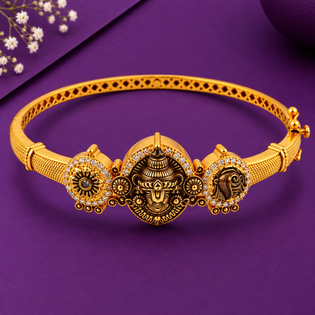The Lord Perumal Divine Grace Antique Temple 925 Silver Kada