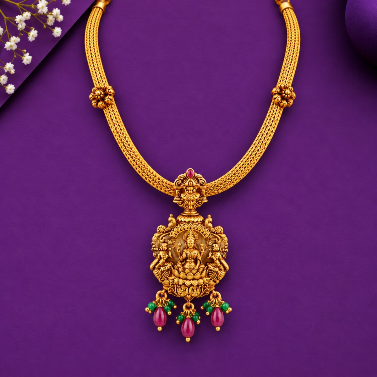 The Vara Lakshmi Nakkasi 925 Gold Plated Silver Necklace