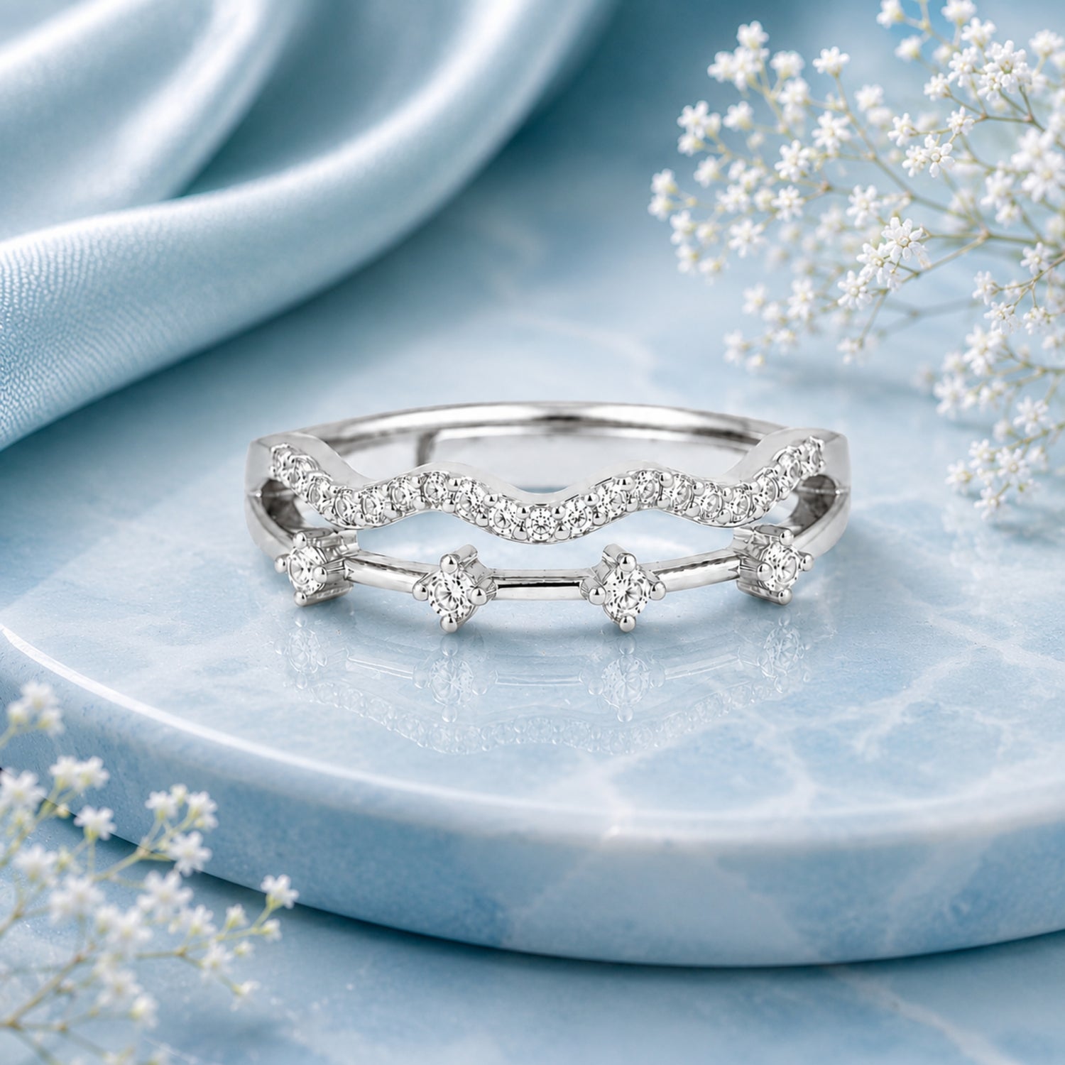Celeste 925 Silver Constellation Double Band Ring