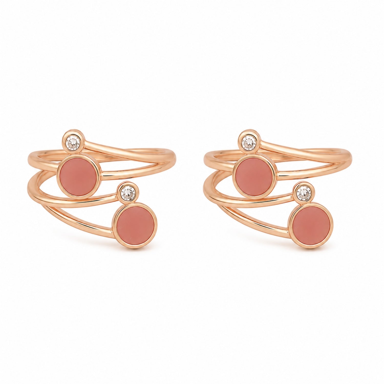 Rose Gold 925 Silver Coral Eclipse Triple Band Toe Rings