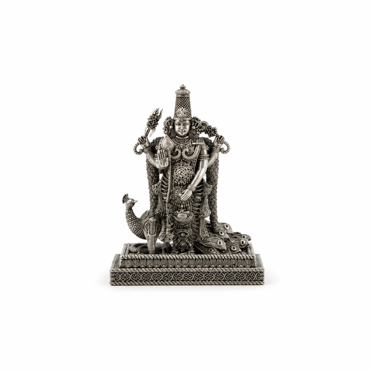Premium 925 Pure Silver Lord Murugan (Kartikeya) Idol.