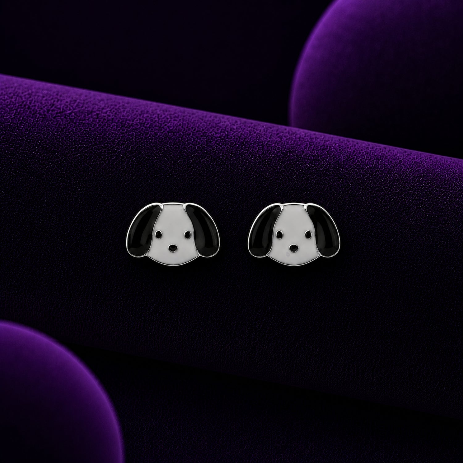 Playful Puppy Face 925 Silver Kids Studs