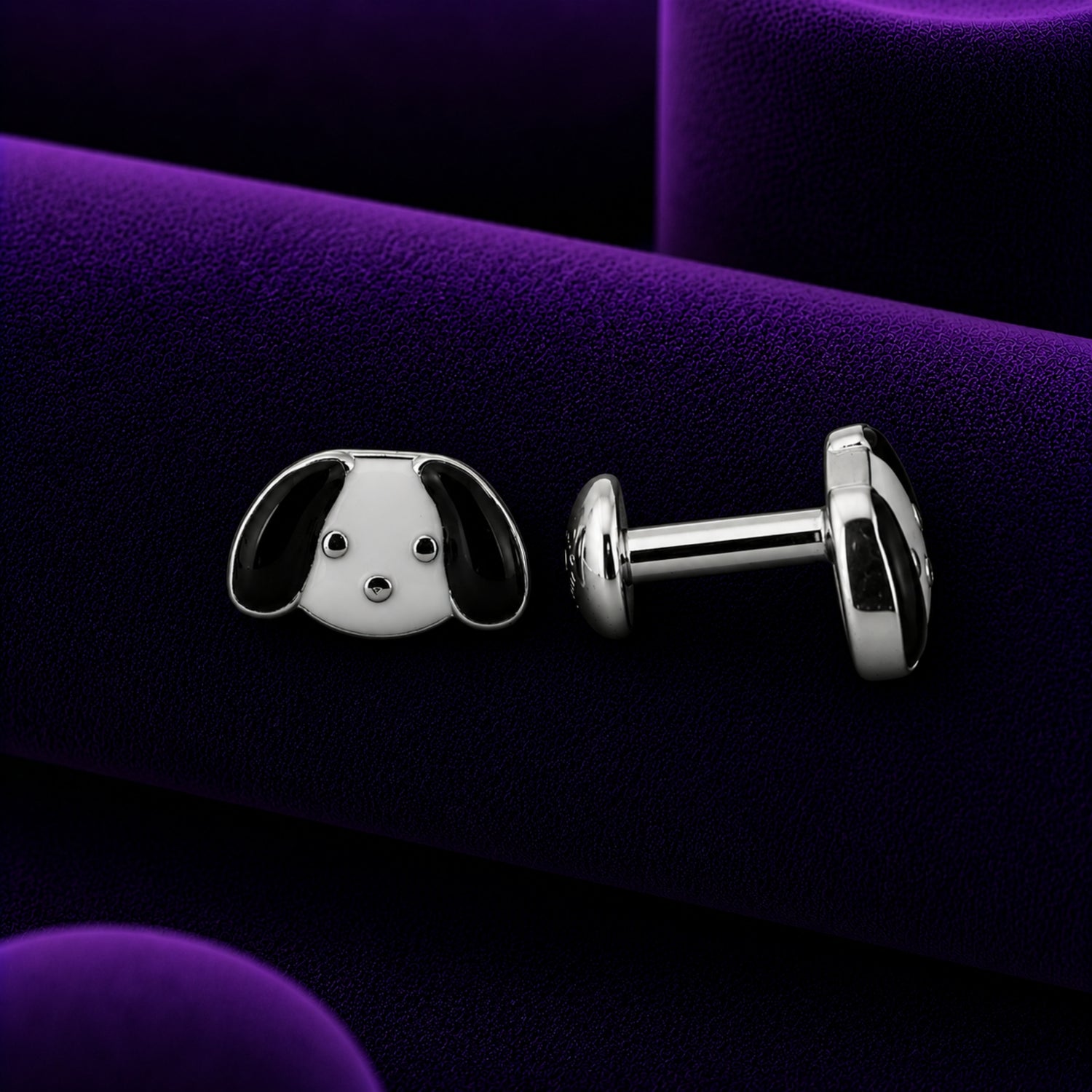 Playful Puppy Face 925 Silver Kids Studs