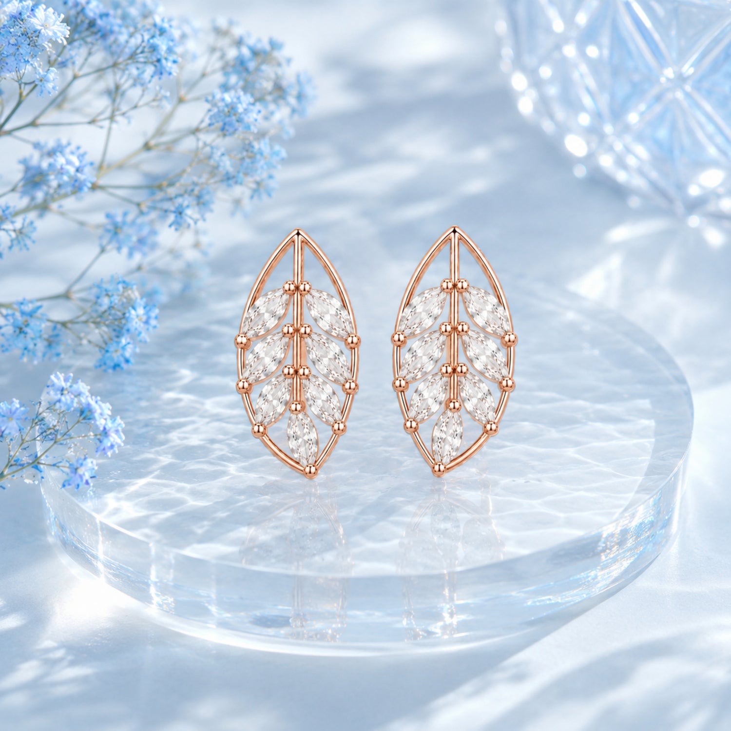 Marquise Laurel Leaf 925 Pure Sterling Silver Filigree Studs