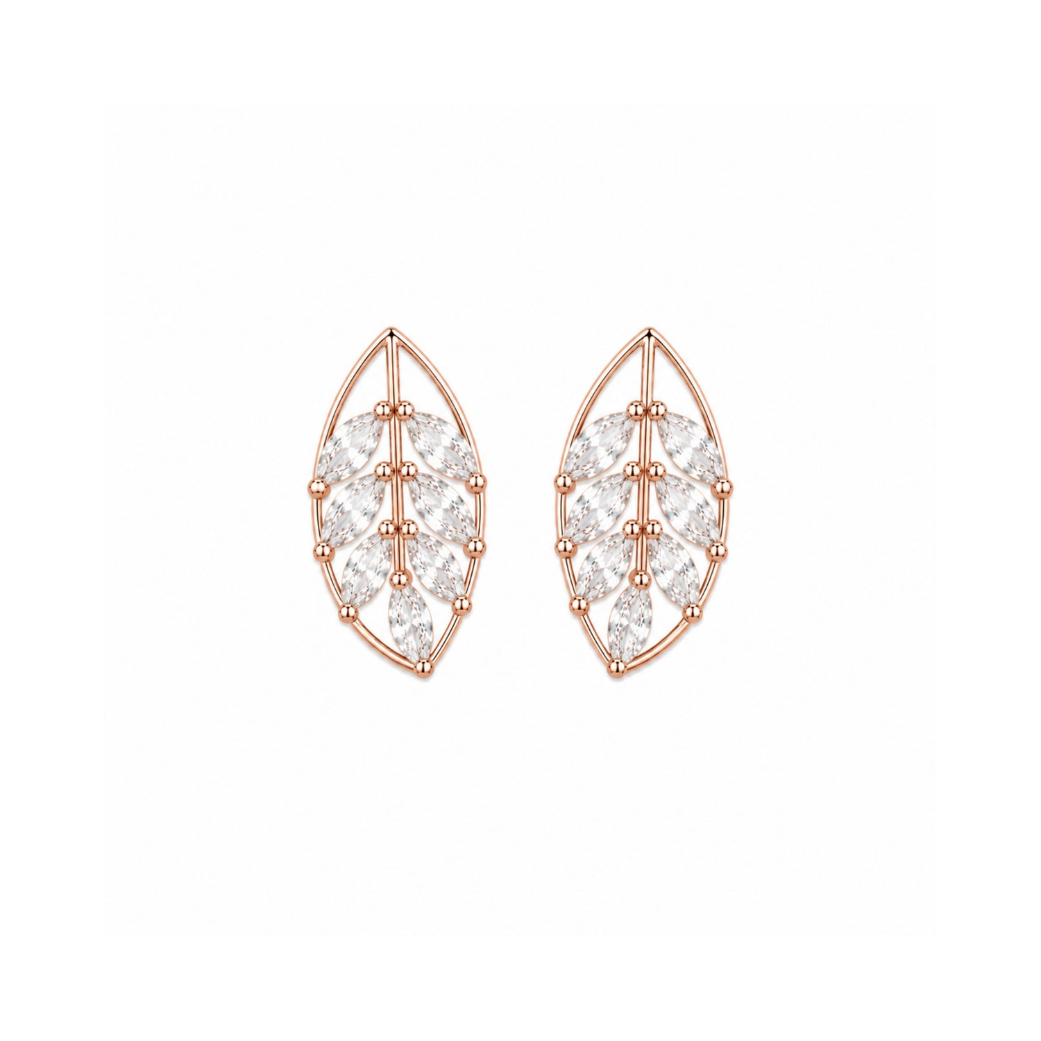Marquise Laurel Leaf 925 Pure Sterling Silver Filigree Studs