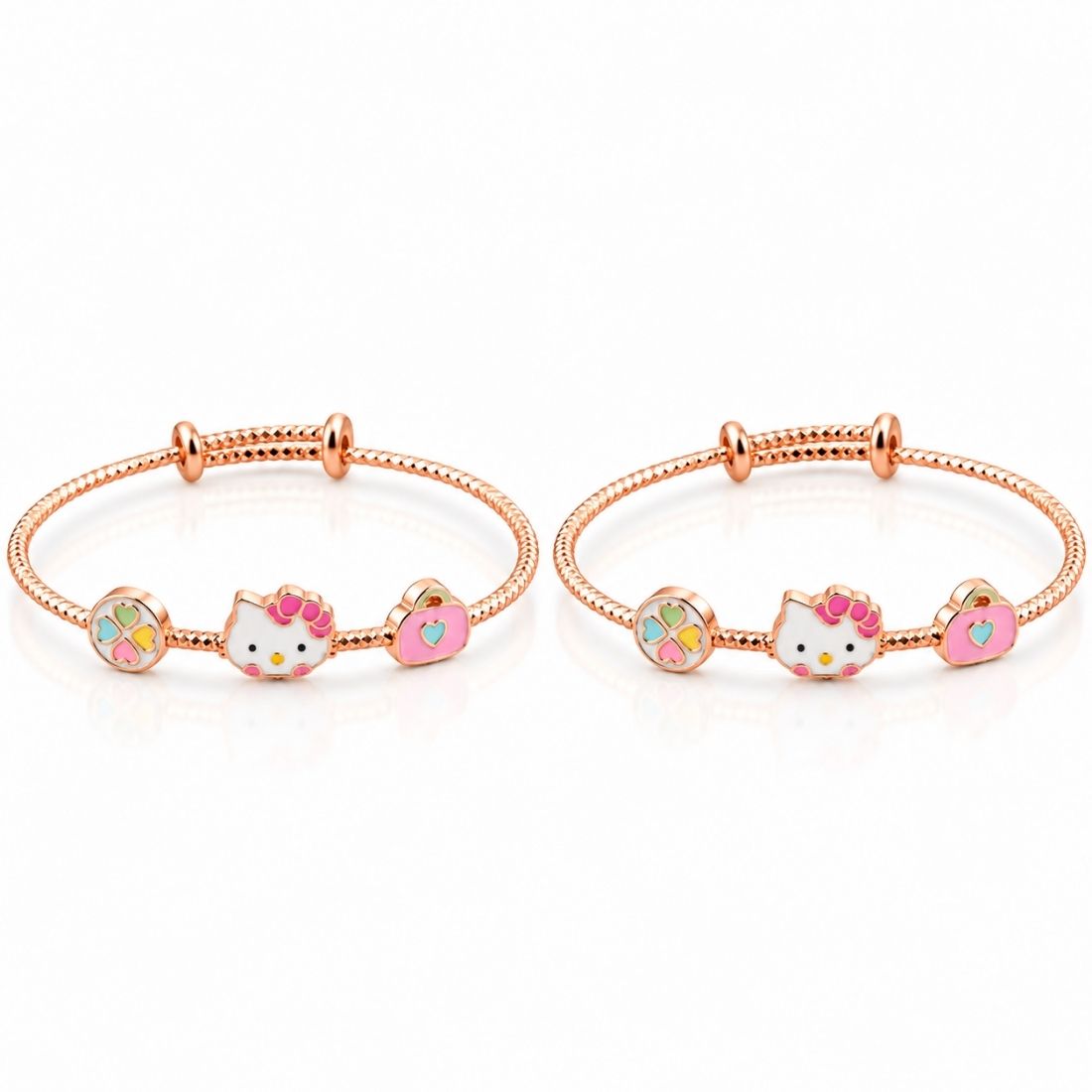 Hello Kitty Sweet Accessories 925 Sterling Silver Adjustable Kids Kadas (Rose Gold Finish)