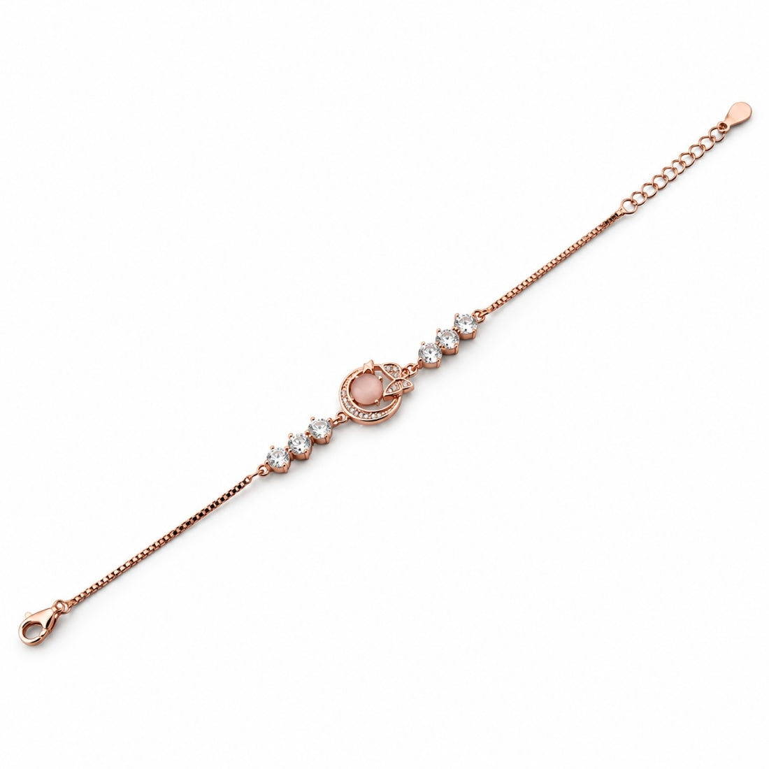 The Divine Ganesha – 925 Rose Gold Pavé Medallion Bracelet