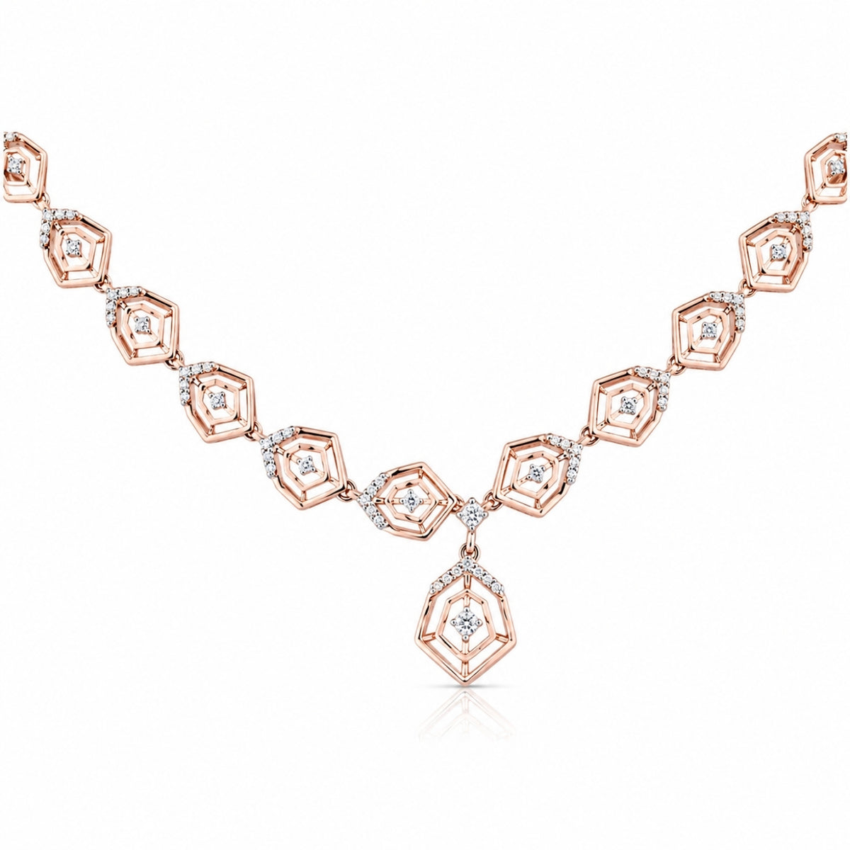 The Aurelia Geometric Honeycomb Drop Necklace