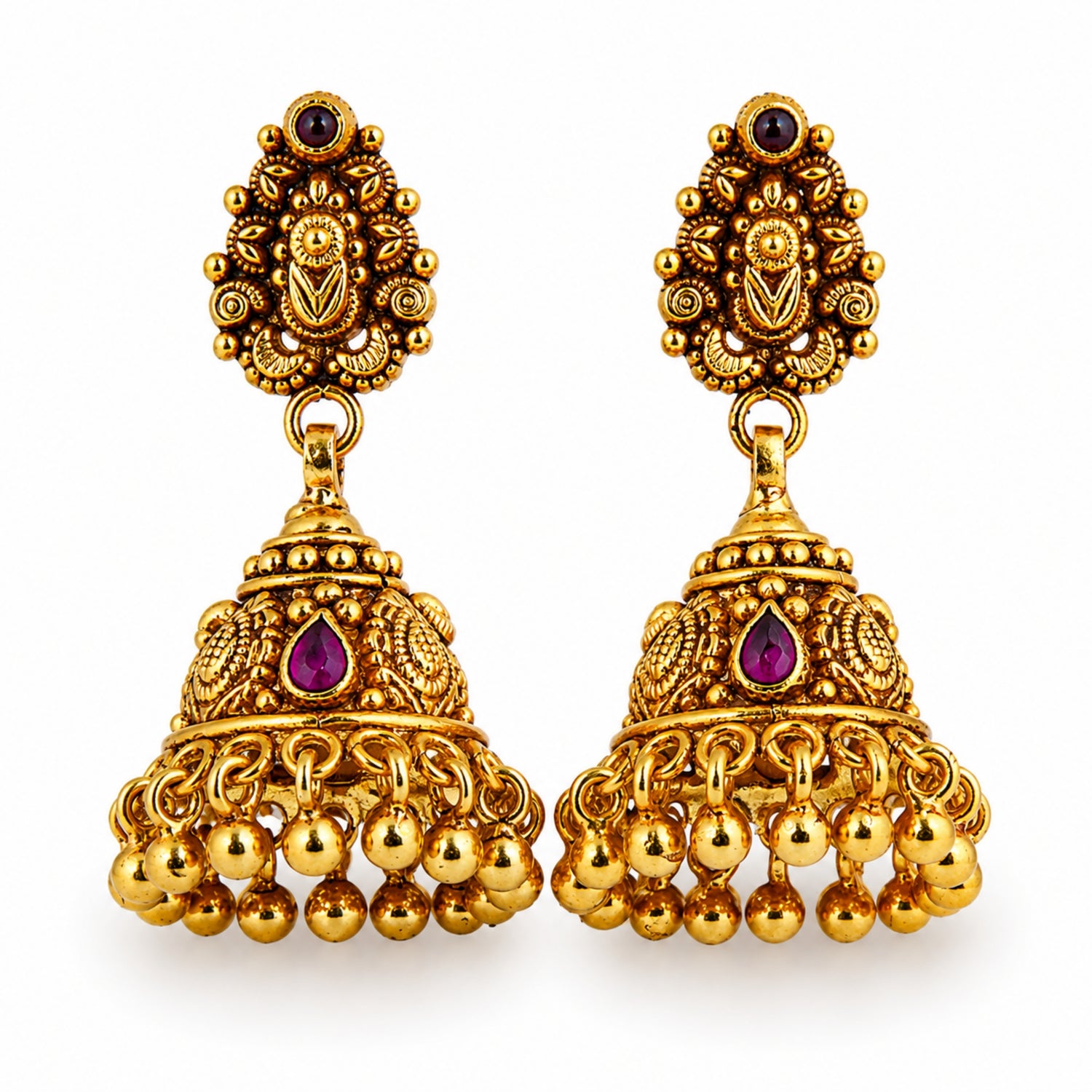 The Trisha Ruby Teardrop Jhumka – 925 Sterling Silver
