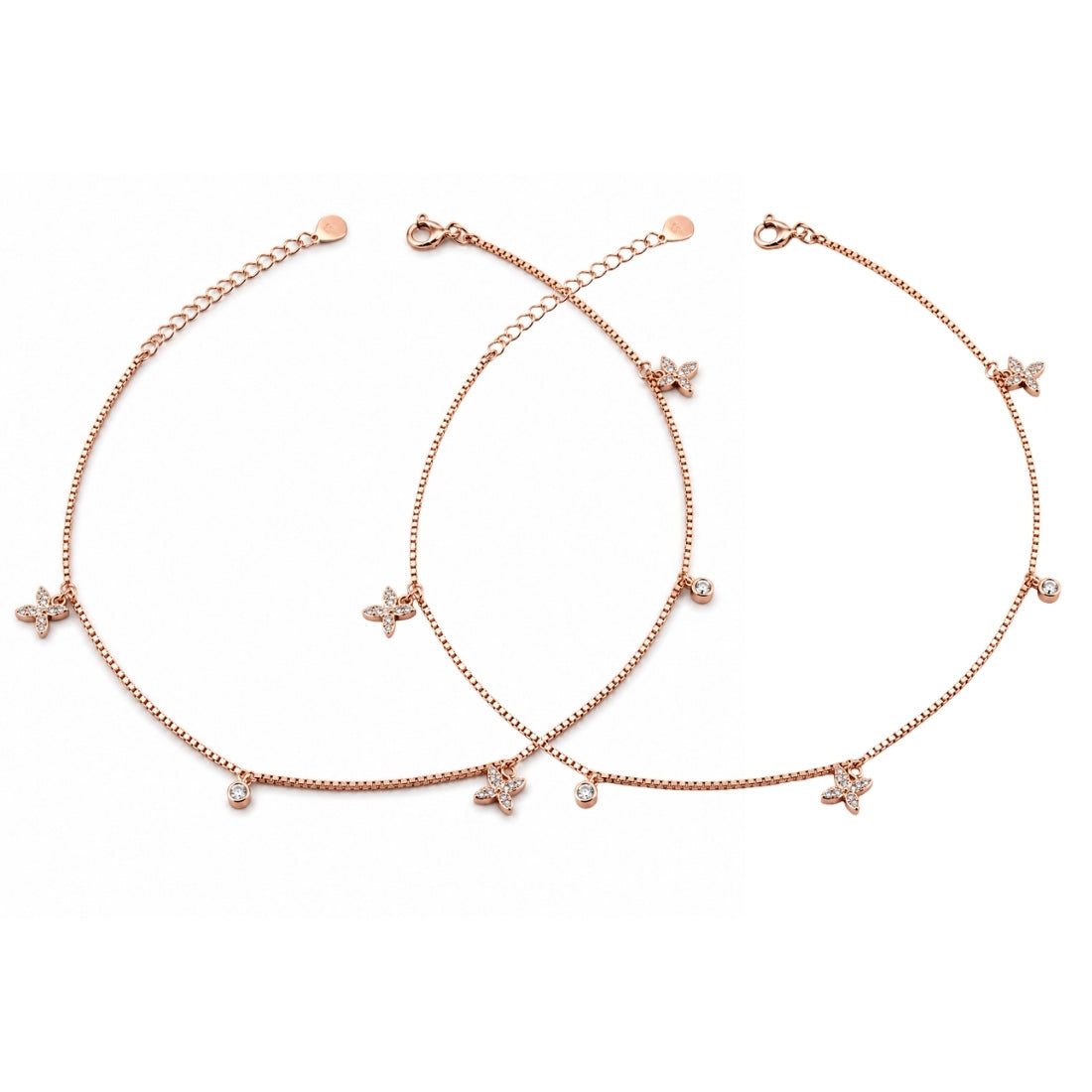 Rose Horizon Flutter 925 Silver Anklet Pair