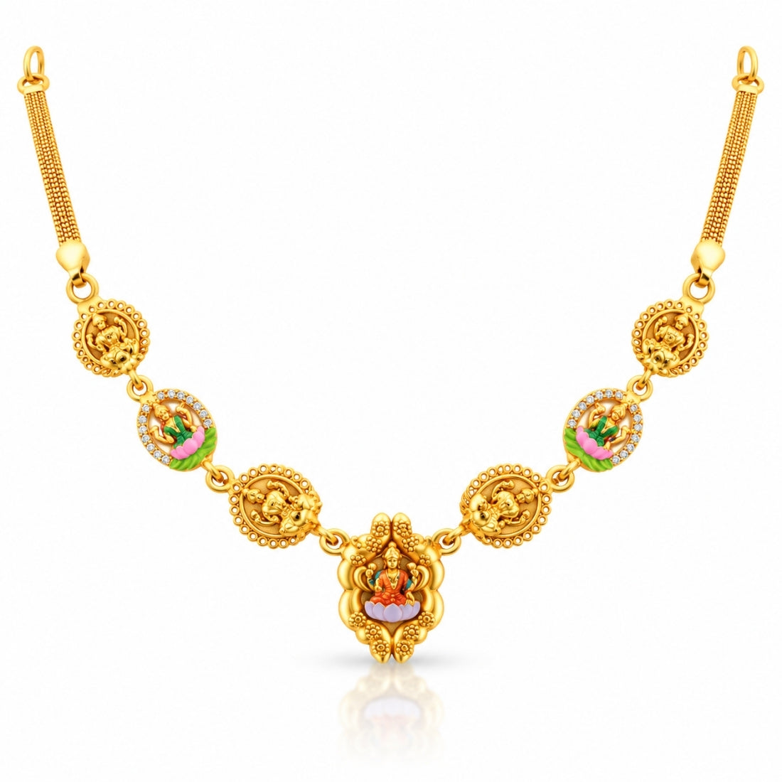 The Ashta Lakshmi Divine Medallion Garland 925 Silver Necklace